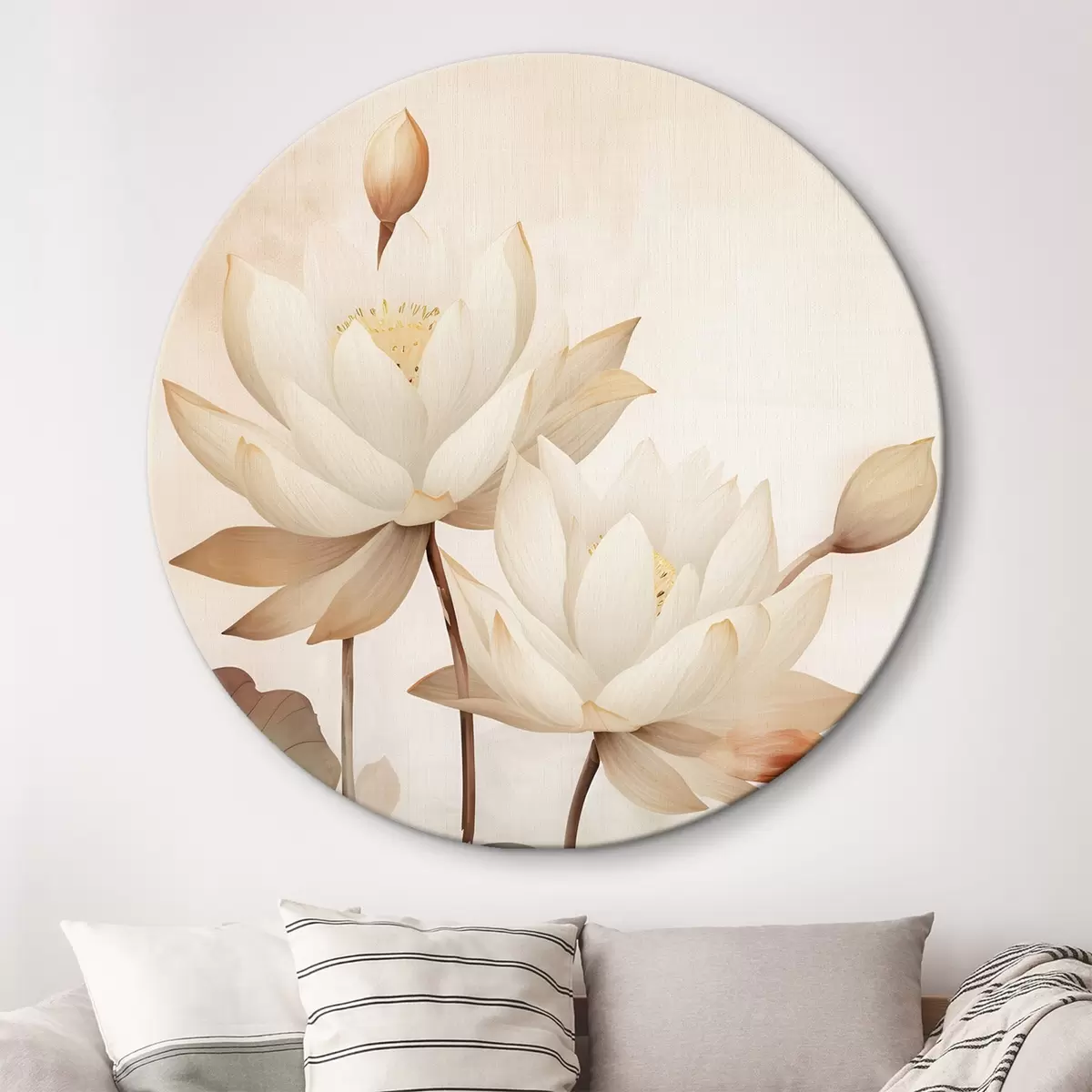 Okrúhle obrazy Veľké lotosové kvety r46069