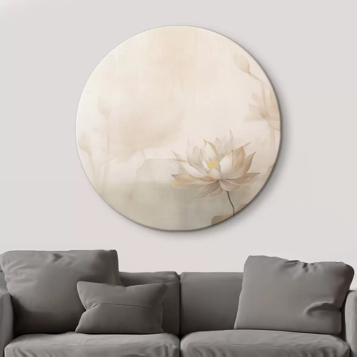 Okrúhle obrazy Kvet lotosu na svetlom pozadí r46070