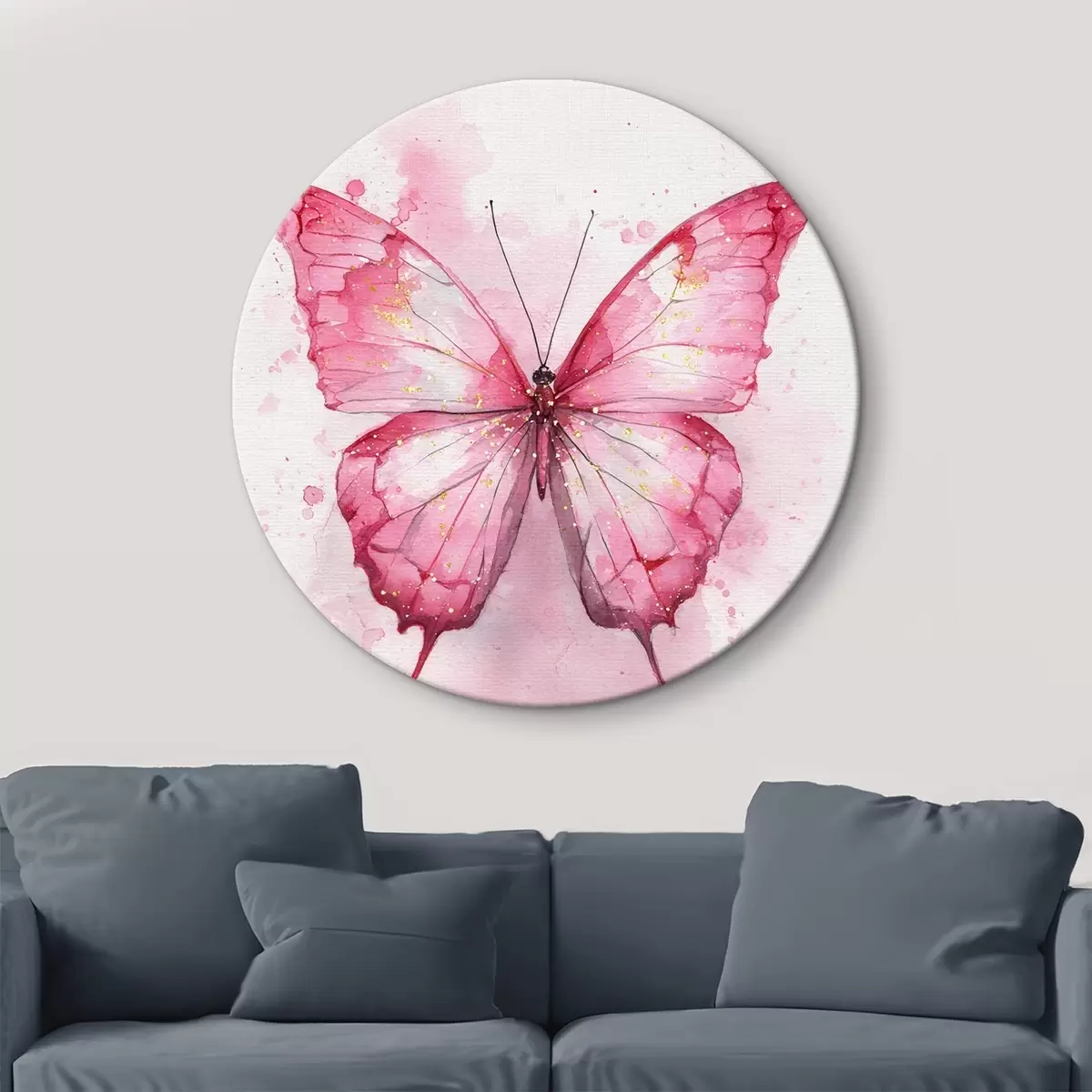 Okrúhle obrazy Jemný motýľ na akvarelovom pozadí r46077