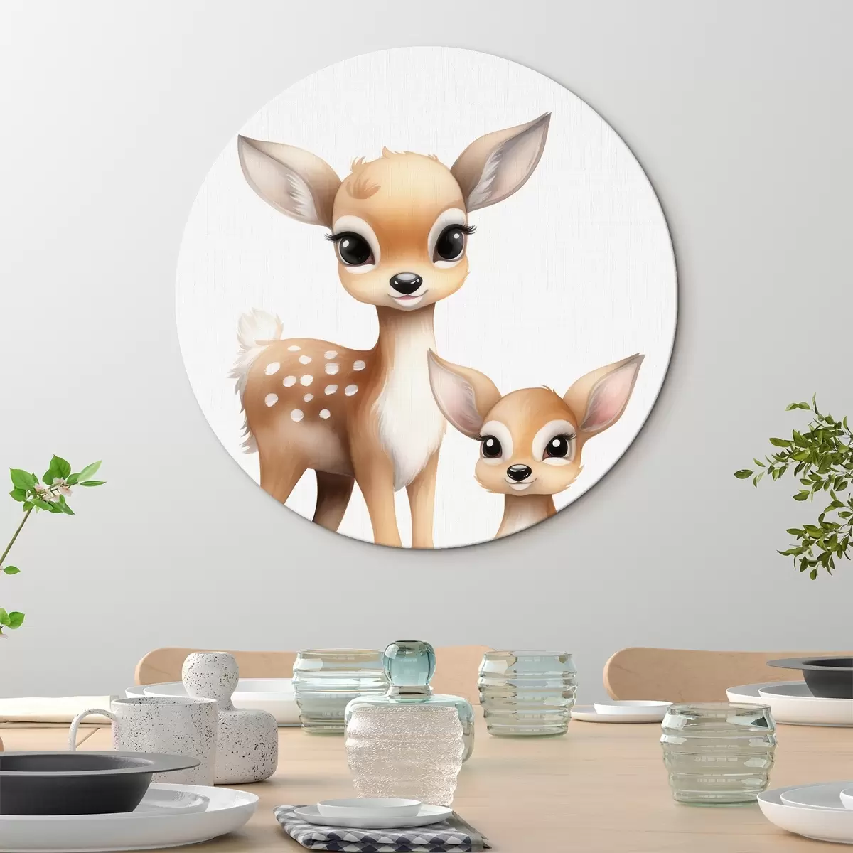 Okrúhle obrazy Dve srnčatá r46080