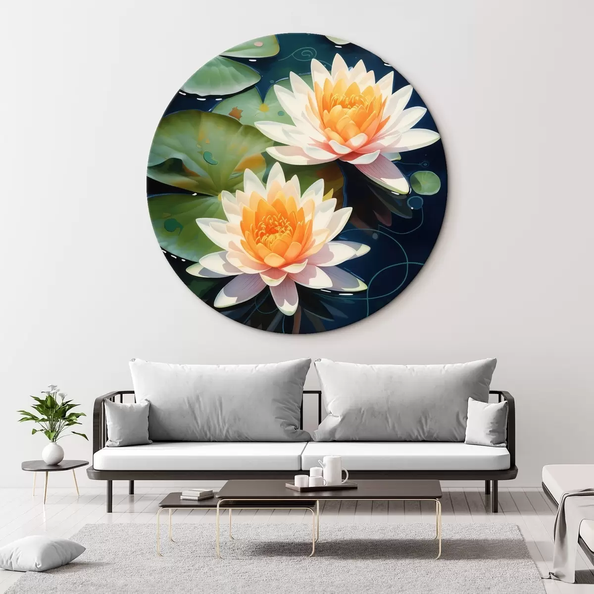 Okrúhle obrazy Dva lotosové kvety r46084