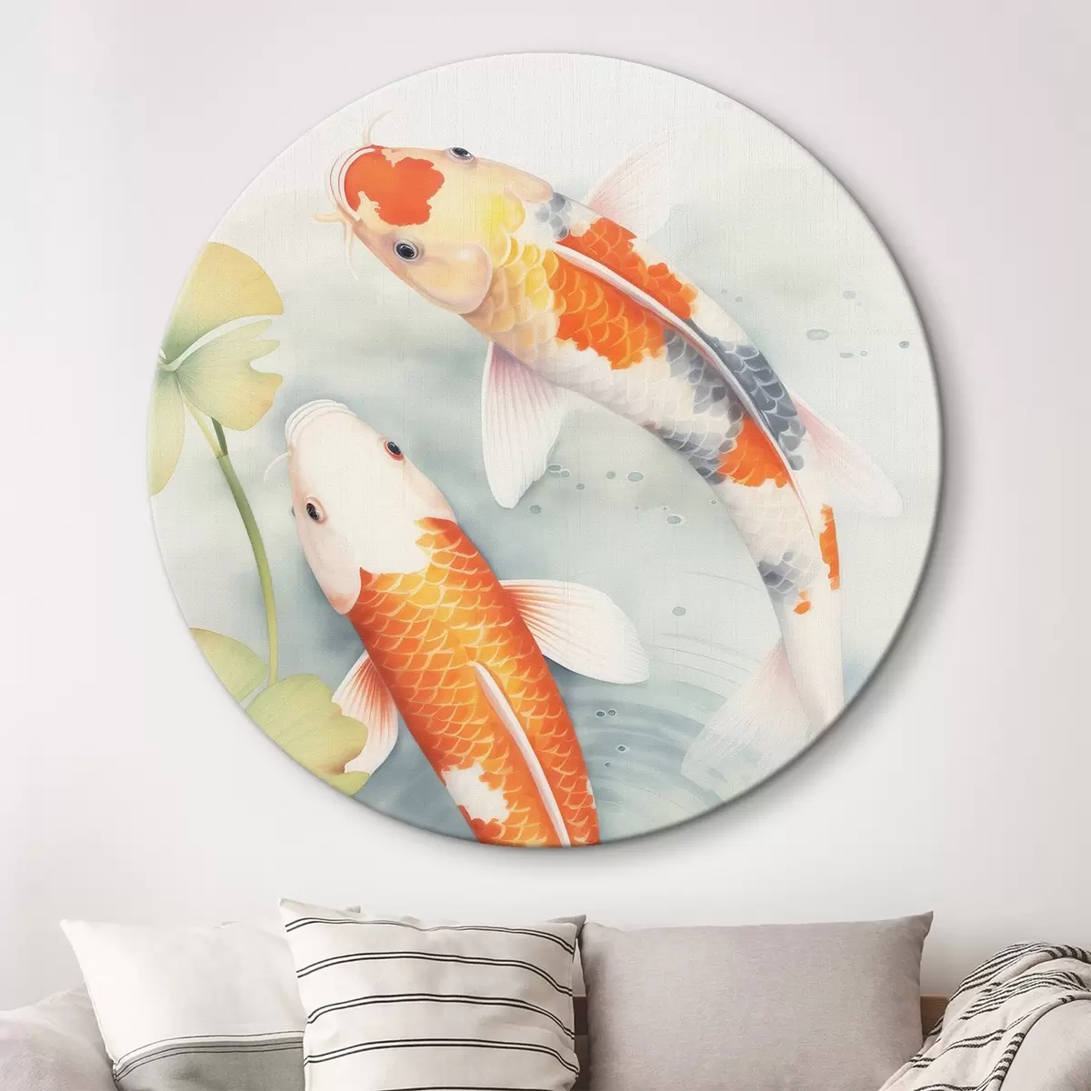 Okrúhle obrazy Dve nádherné ryby v rybníku r46086