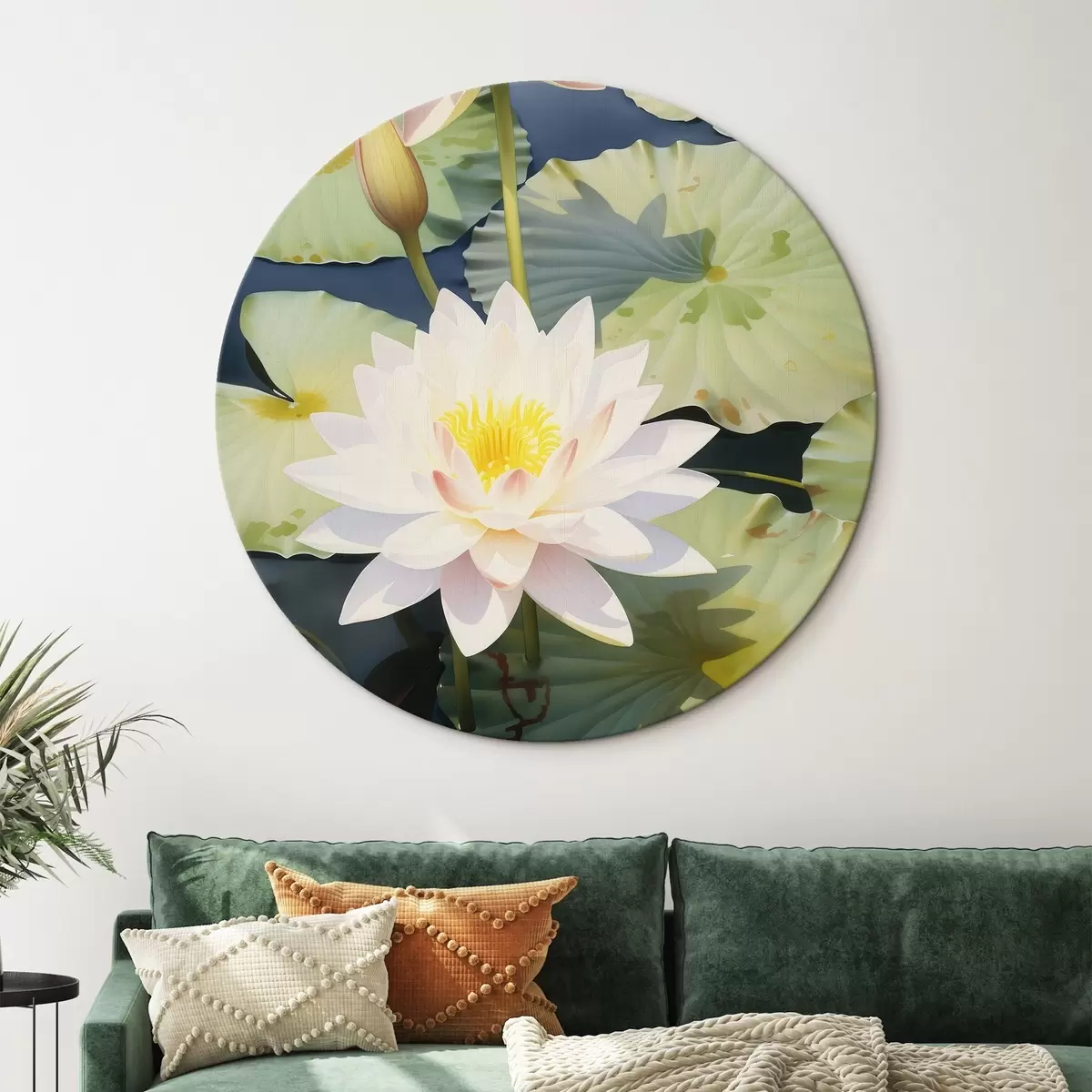 Okrúhle obrazy Luxusné lotosové kvety r46089