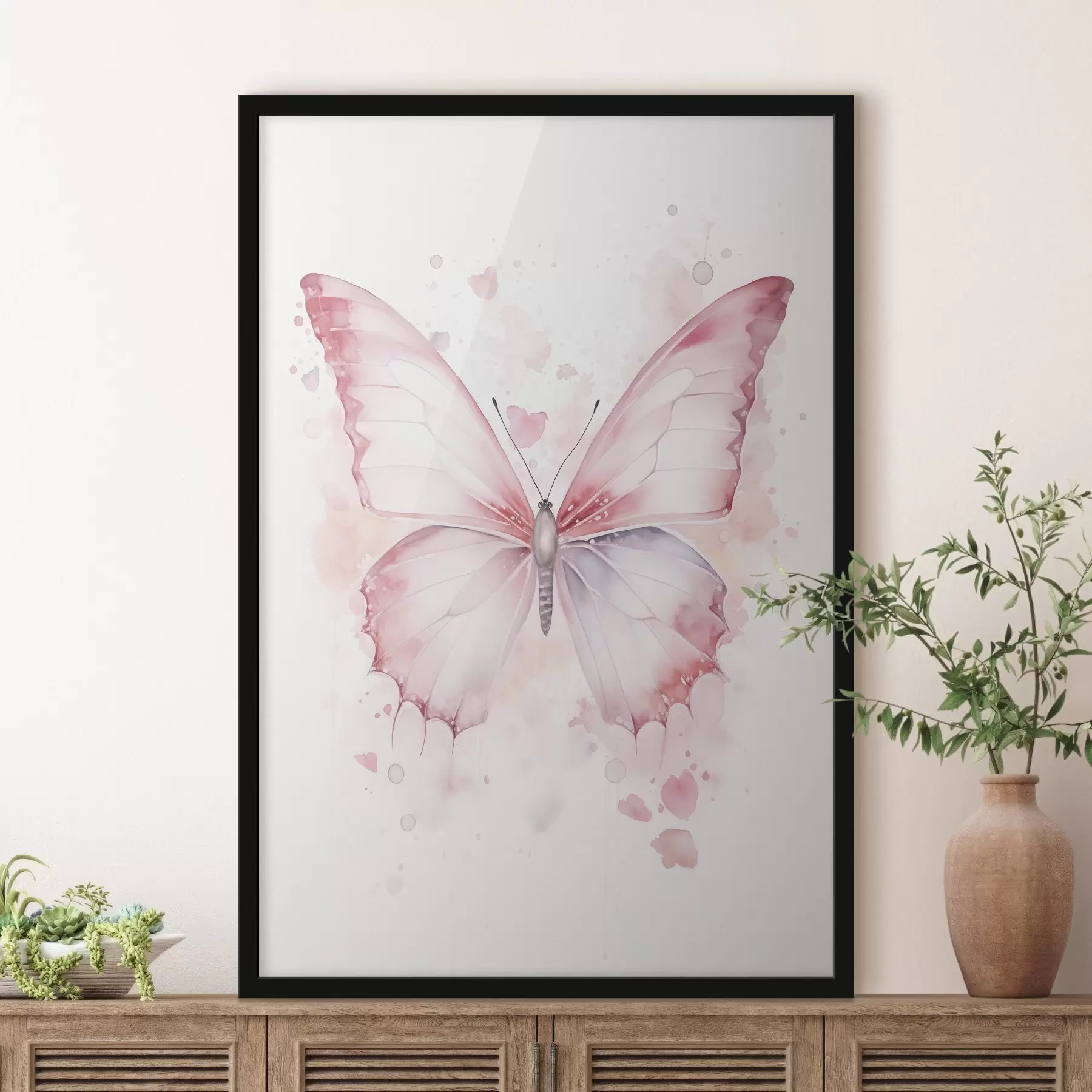 Fototapety Ružový motýľ, akvarelová technika f46073