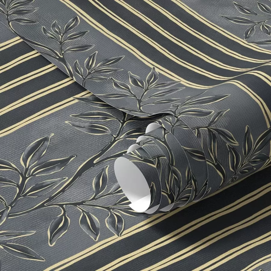 Fototapety Vertikálne pruhy s botanickými vzormi v tmavých odtieňoch a00648