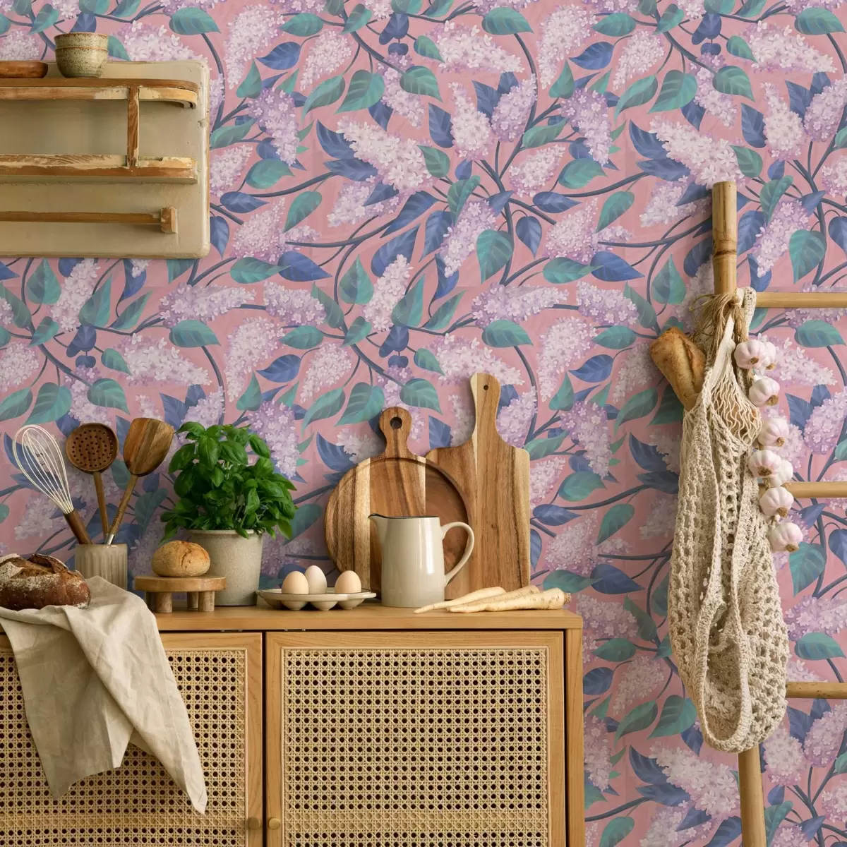 Tapety Jemné kvetiny orgovánu na ružovom pozadí, jarná nálada a00797