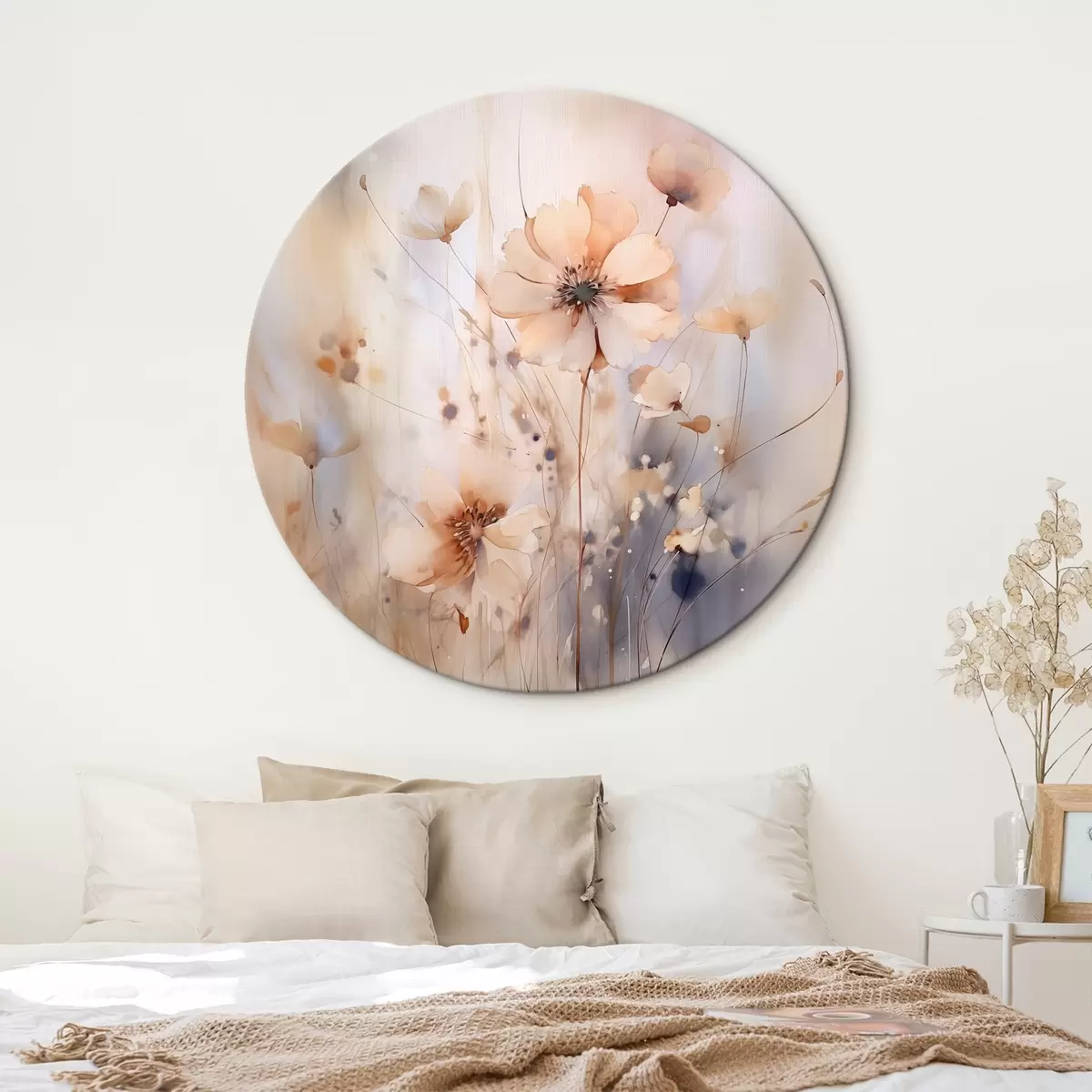 Okrúhle obrazy Jemné abstraktné poľné kvety r46139