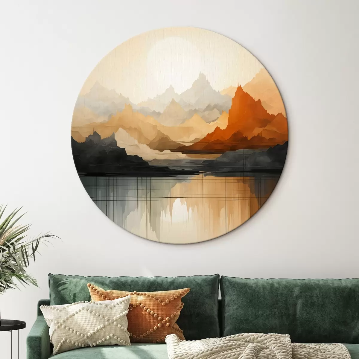 Okrúhle obrazy Abstraktná horská krajina r46140