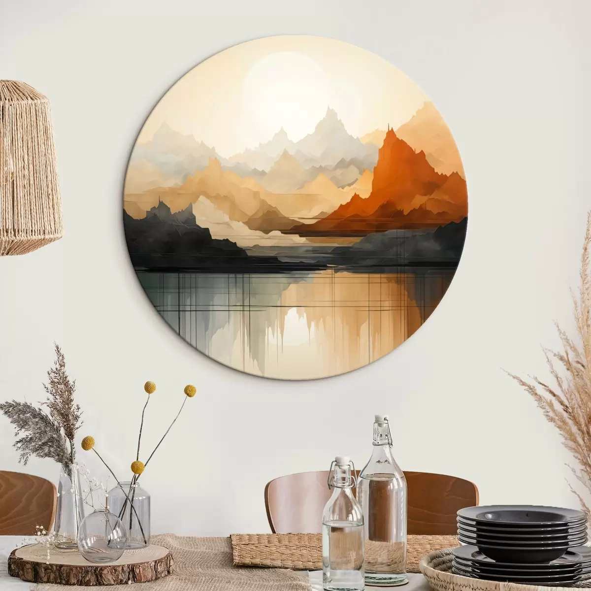 Okrúhle obrazy Abstraktná horská krajina r46140