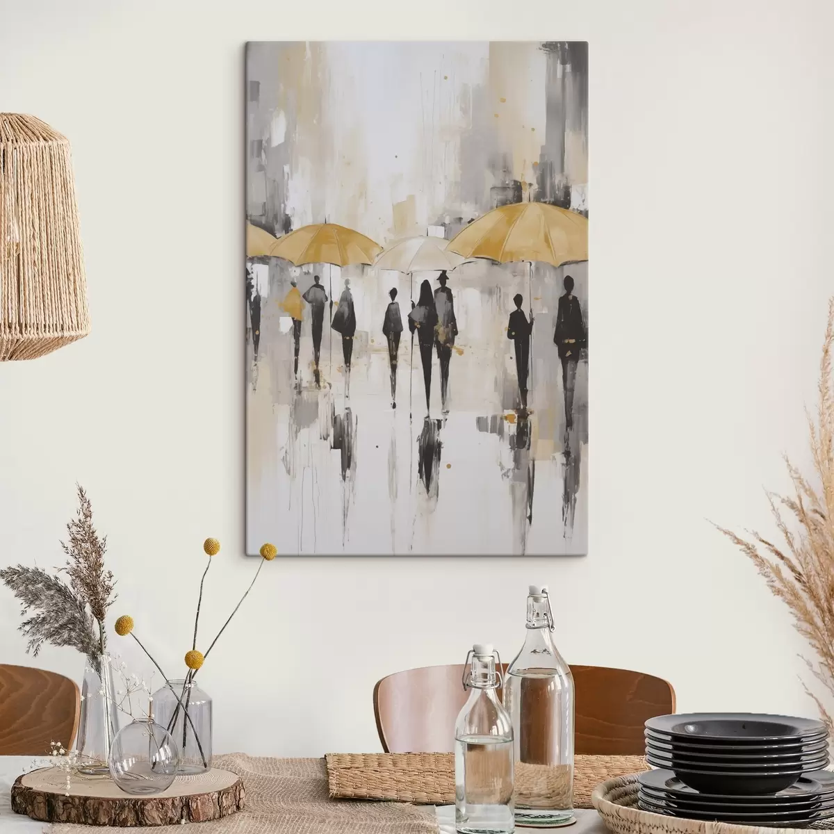 Obraz Abstrakcia ľudí s dáždnikmi s46304