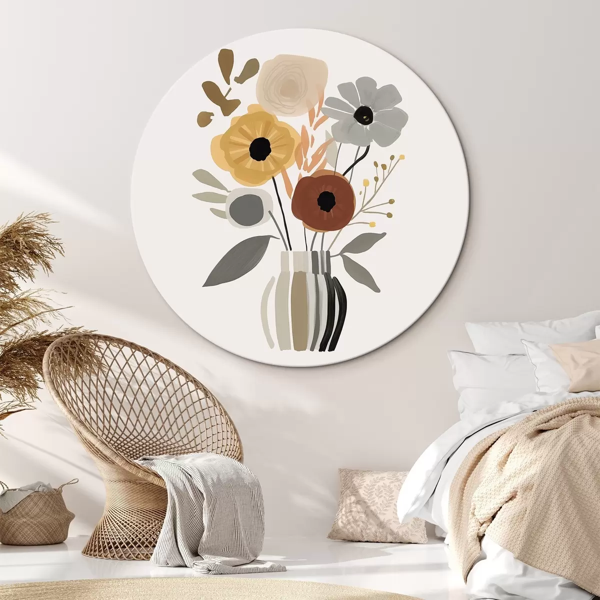 Okrúhle obrazy Kvety vo váze r46302