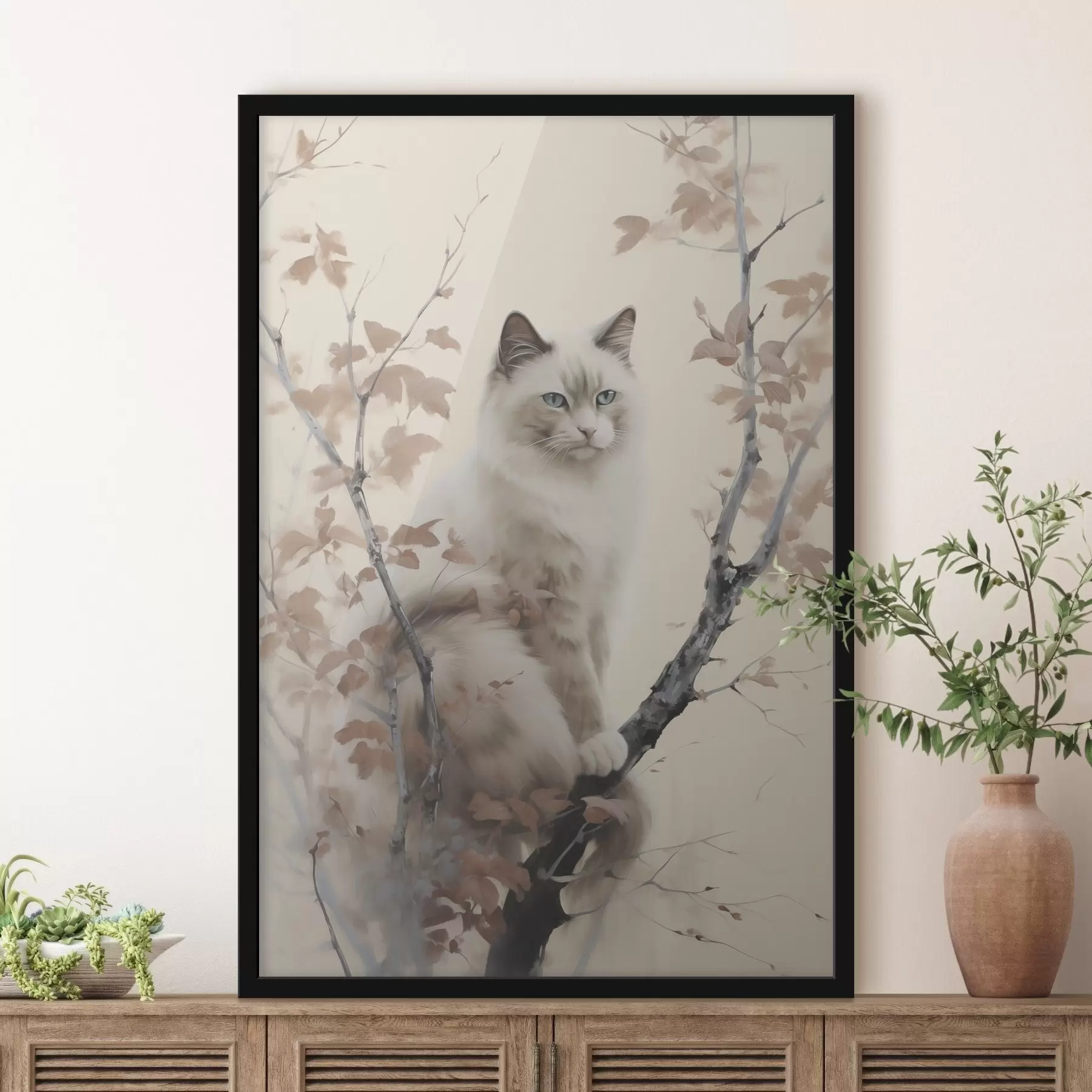 Fototapety Mačka sedí na strome f46301