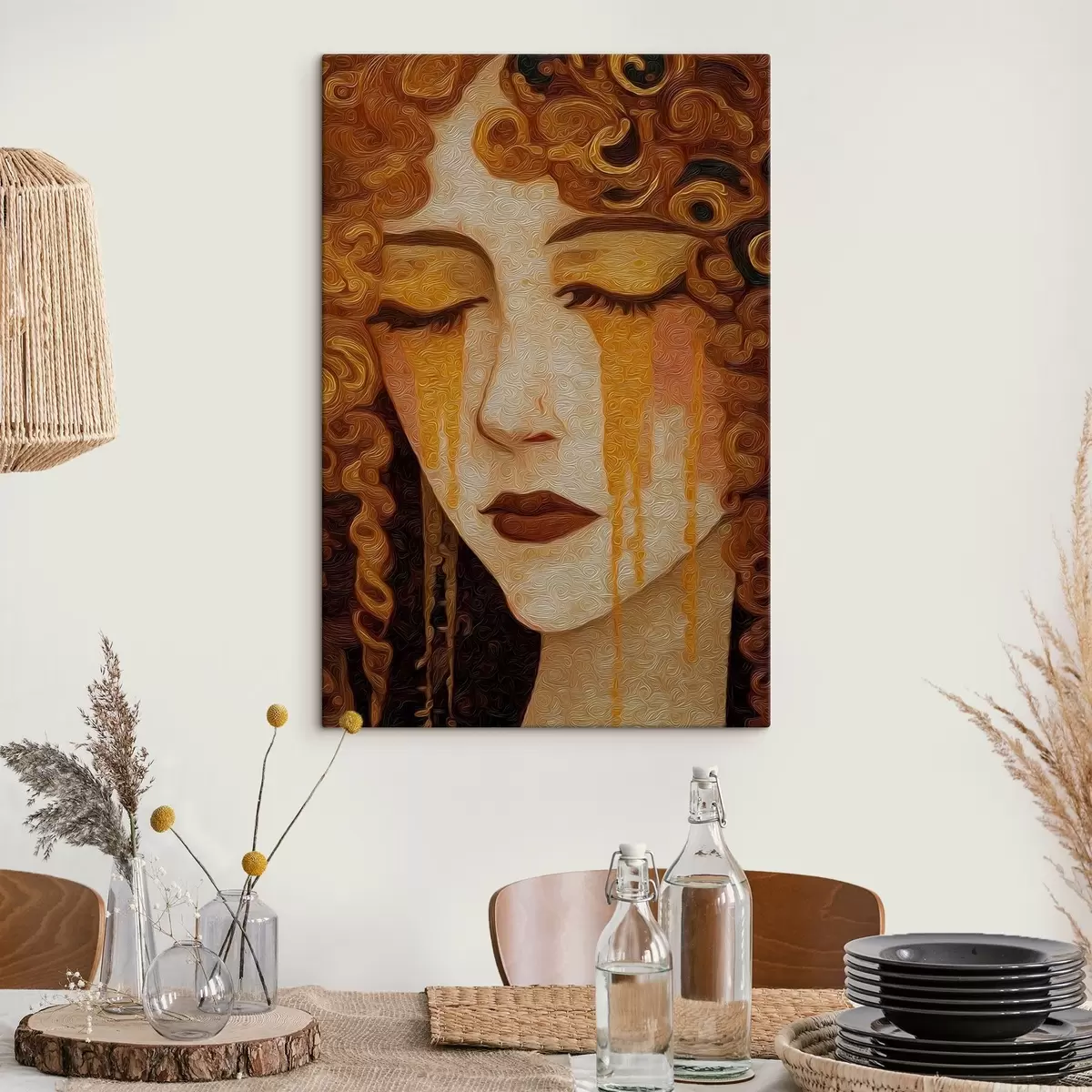 Obraz Portrét ženy s červenými vlasmi a dekoratívnym make-upom s46149