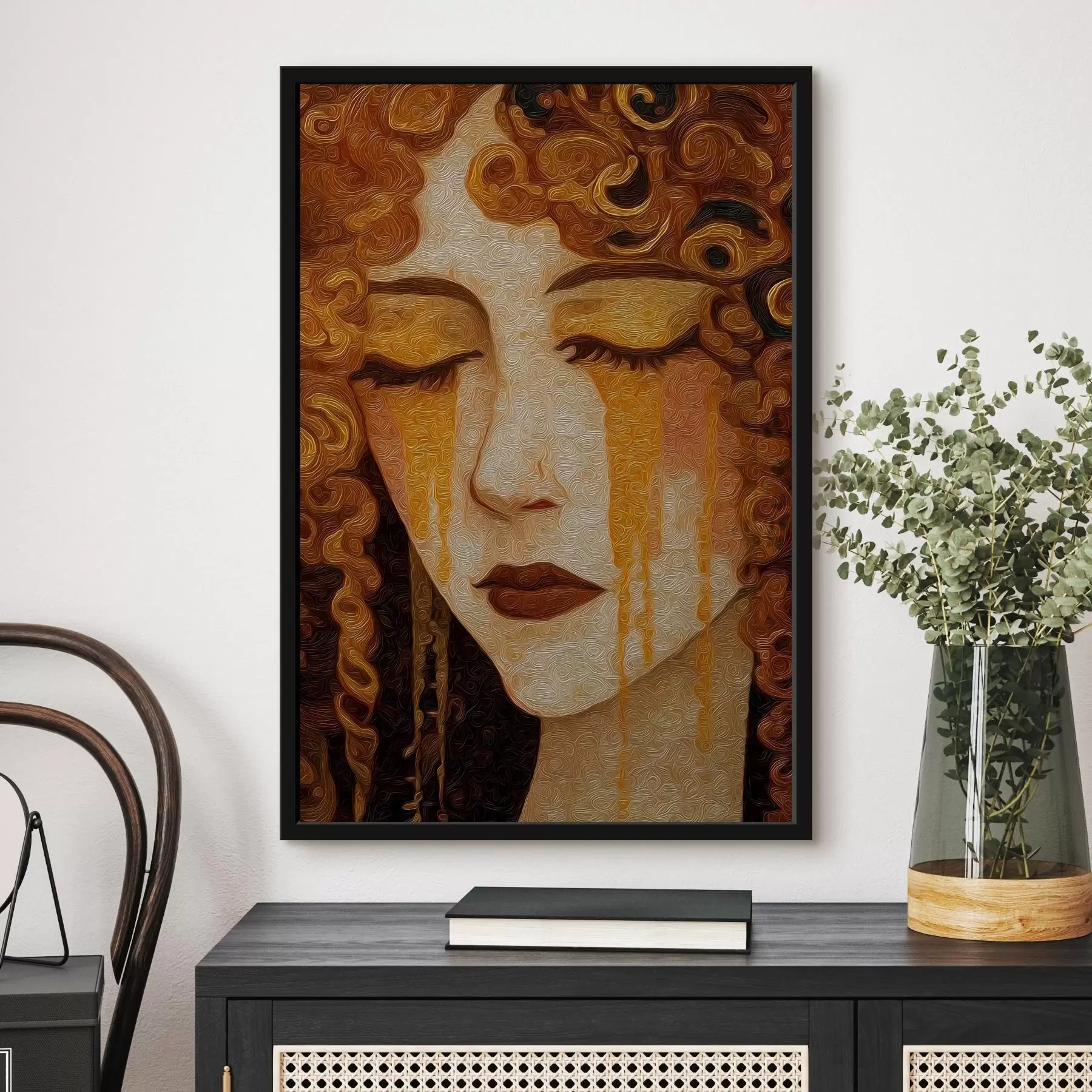 Fototapety Portrét ženy s červenými vlasmi a dekoratívnym make-upom f46149