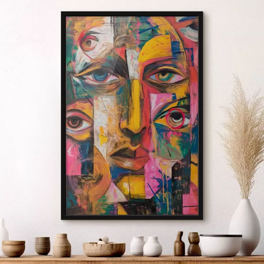 Fototapety Abstraktná tvár s jasnými geometrickými tvarmi f46175