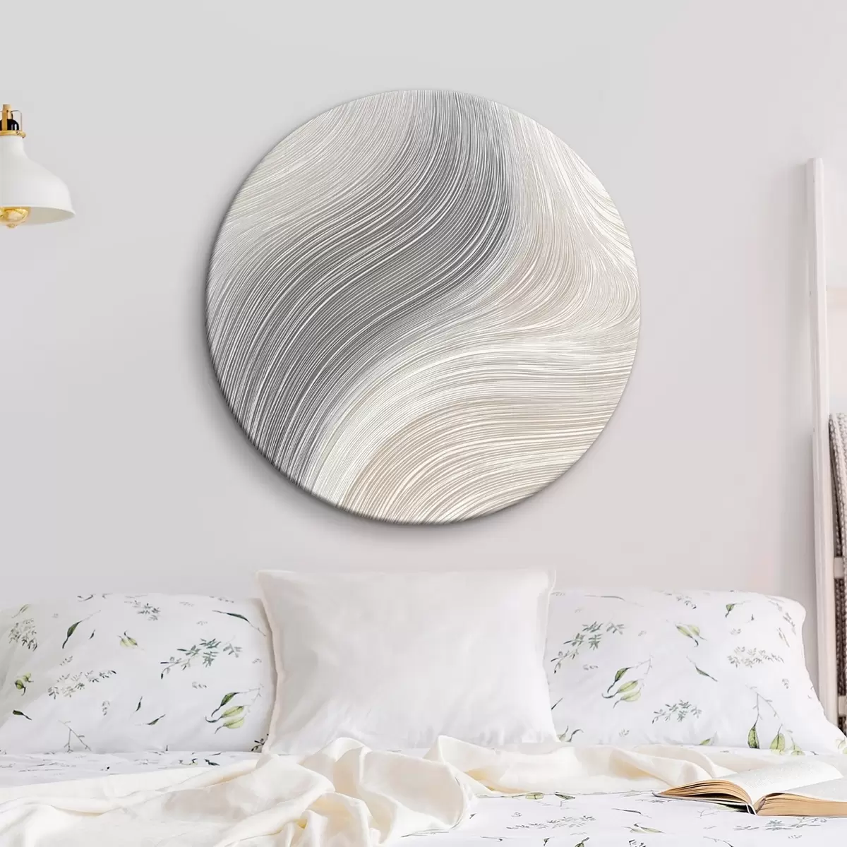Okrúhle obrazy Abstraktné hladké línie v neutrálnych odtieňoch r46154