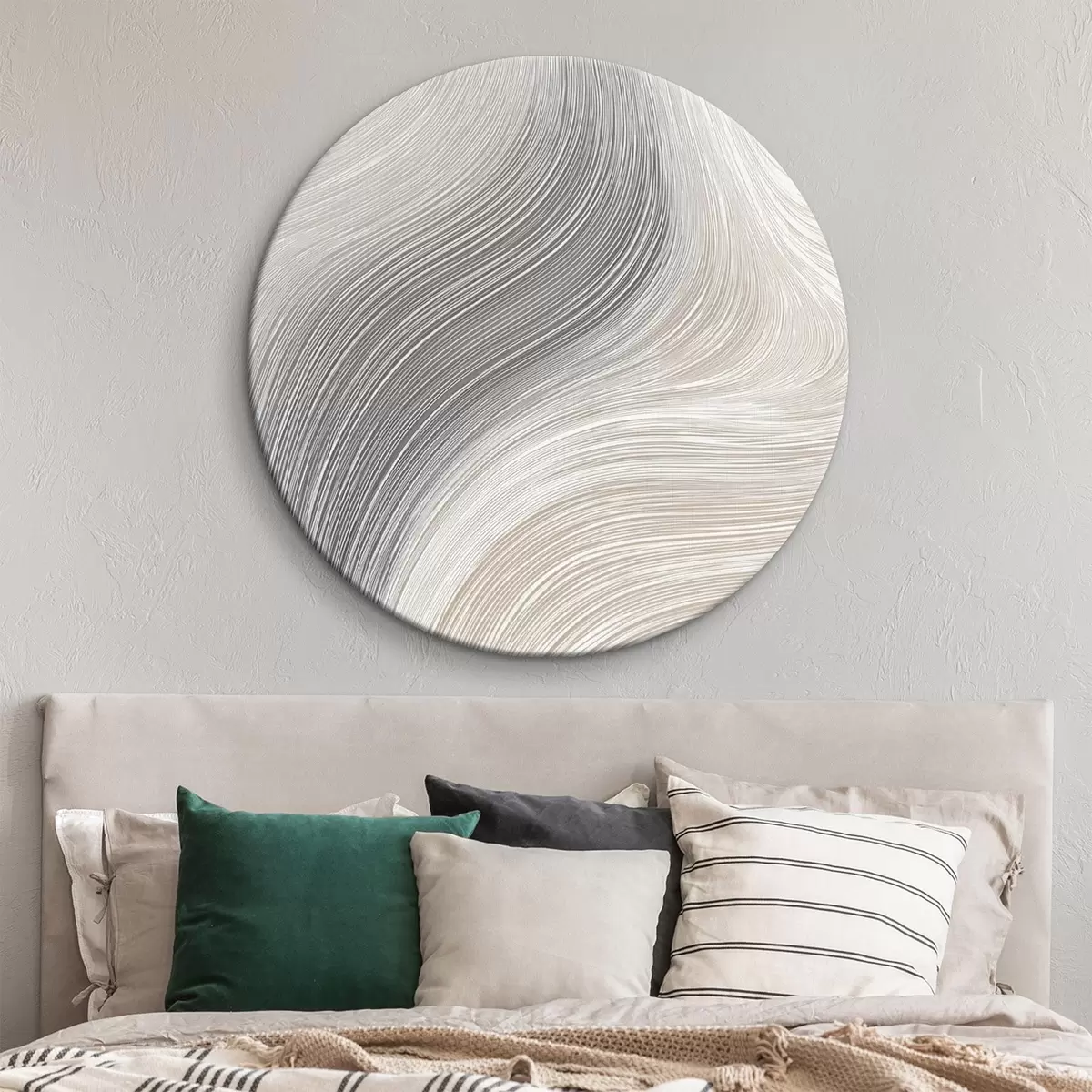 Okrúhle obrazy Abstraktné hladké línie v neutrálnych odtieňoch r46154 Okrúhle obrazy Abstraktné hladké línie v neutrálnych odtieňoch r46154