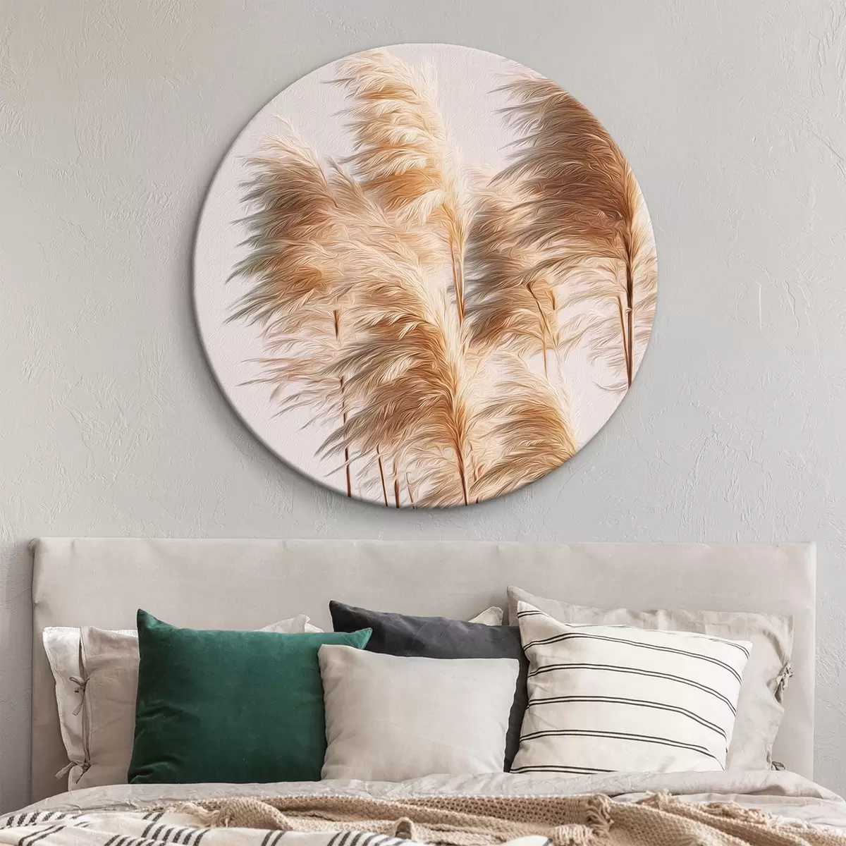 Okrúhle obrazy Plyšové dekoratívne trávy na svetlom pozadí r46157