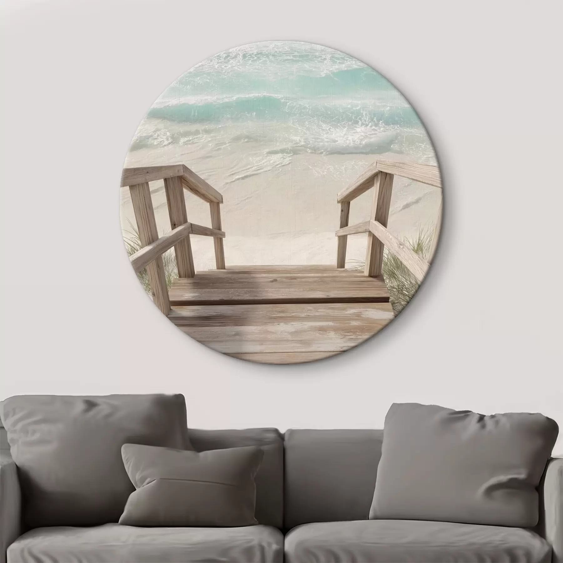 Obraz Drevené schody vedúce k tyrkysovej pláži r46163