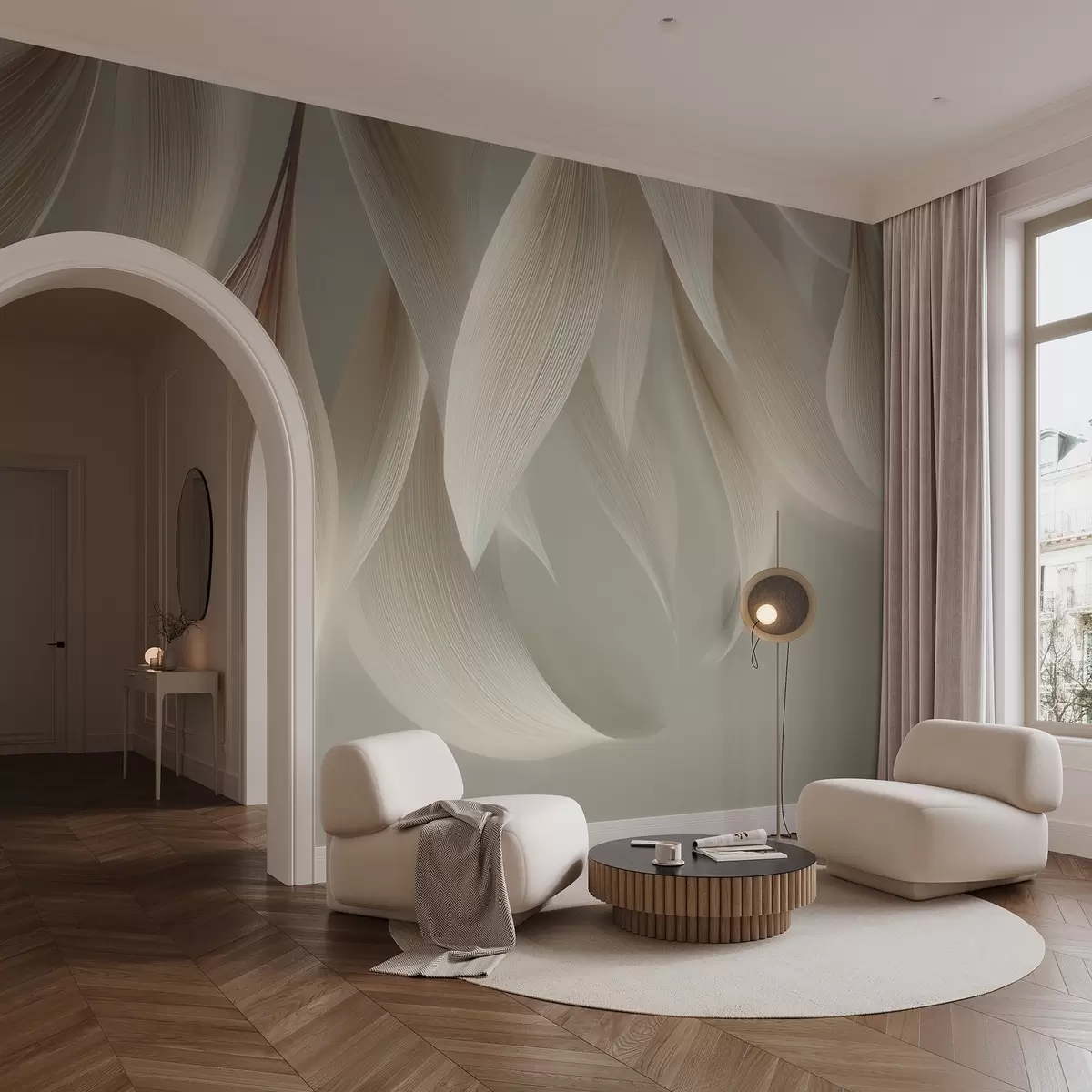 Fototapety Zavesené listy so štýlovým obrysom w04706