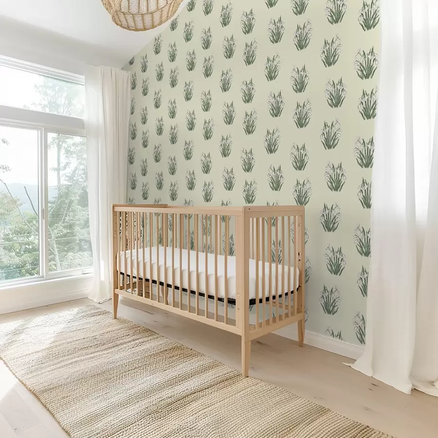 Fototapety Snežienky so zelenými listami na krémovom pozadí a00651v2