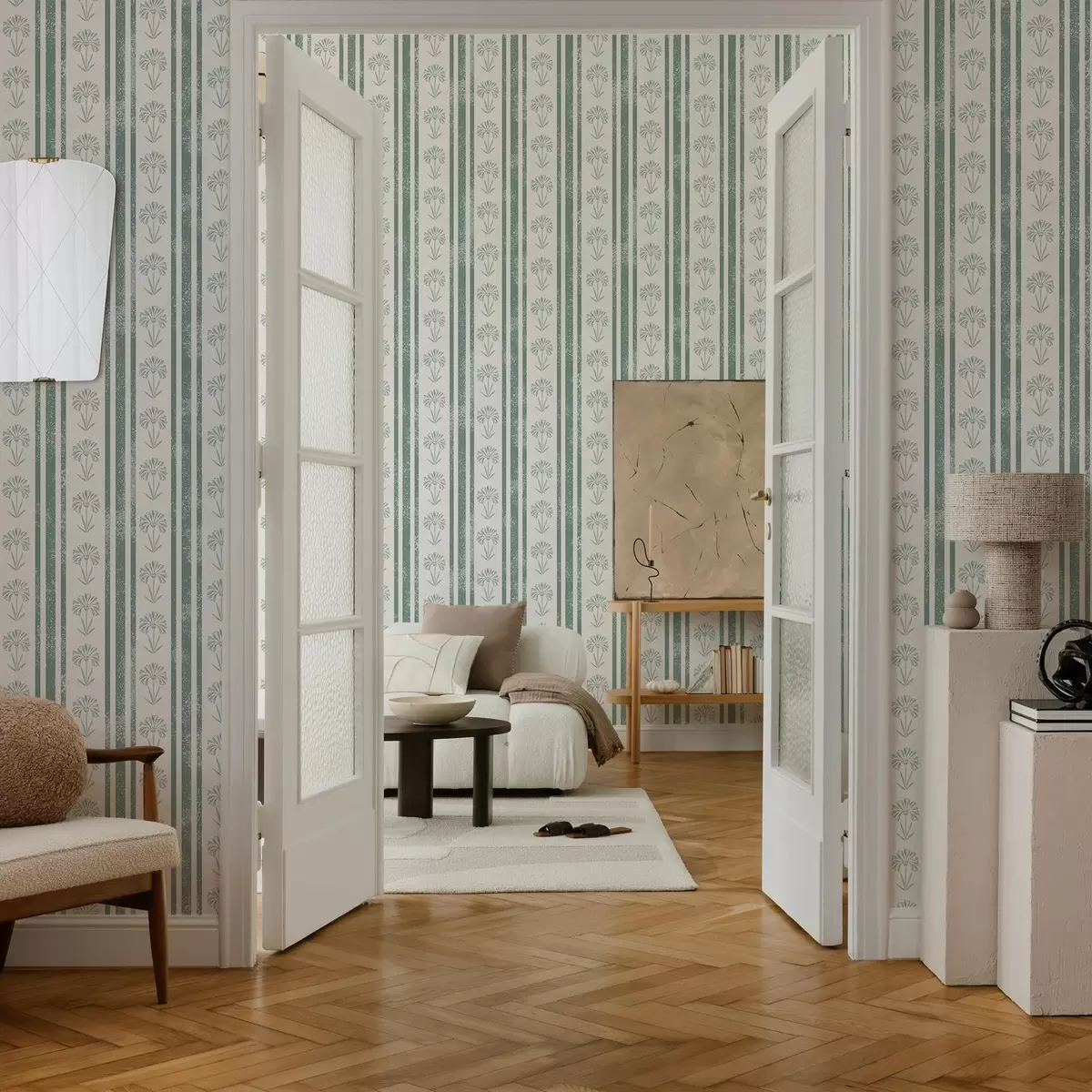 Tapety Stuha s kvetinovým vzorom v zelených odtieňoch a00732