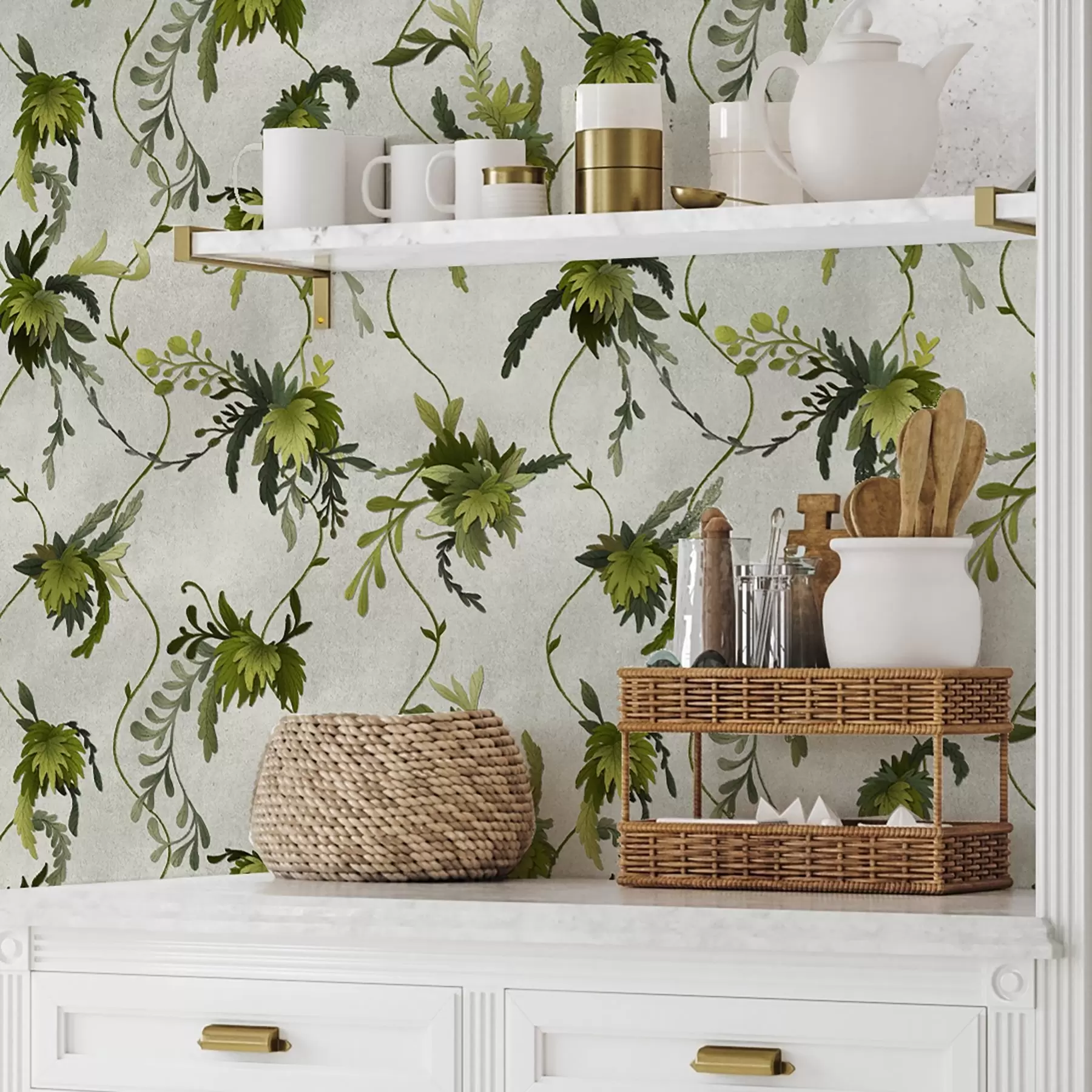 Fototapety Lezenie po vetvách s listami na svetlom pozadí a00806