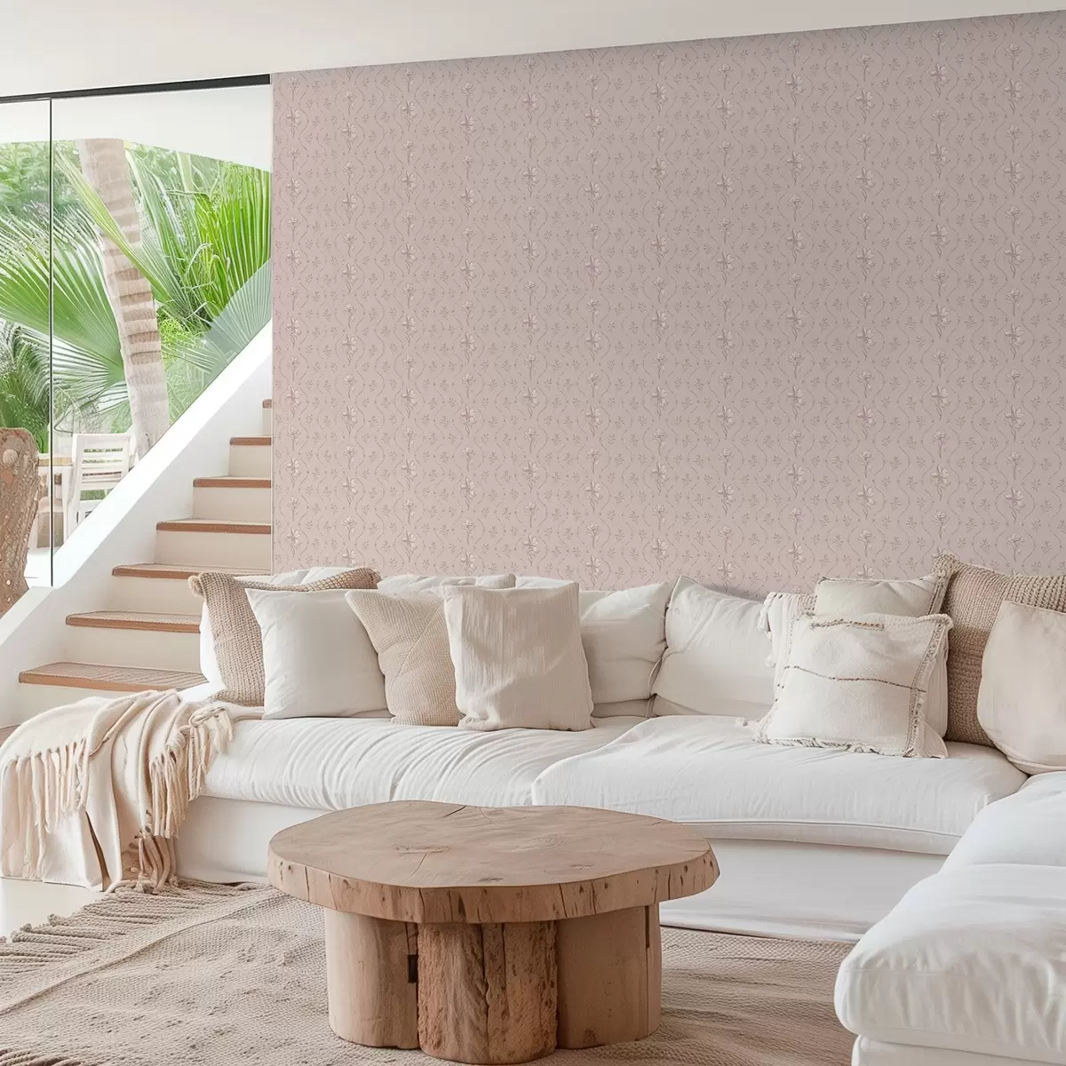 Tapety Malé kvietky a stužky v jemných ružových a béžových odtieňoch a00808