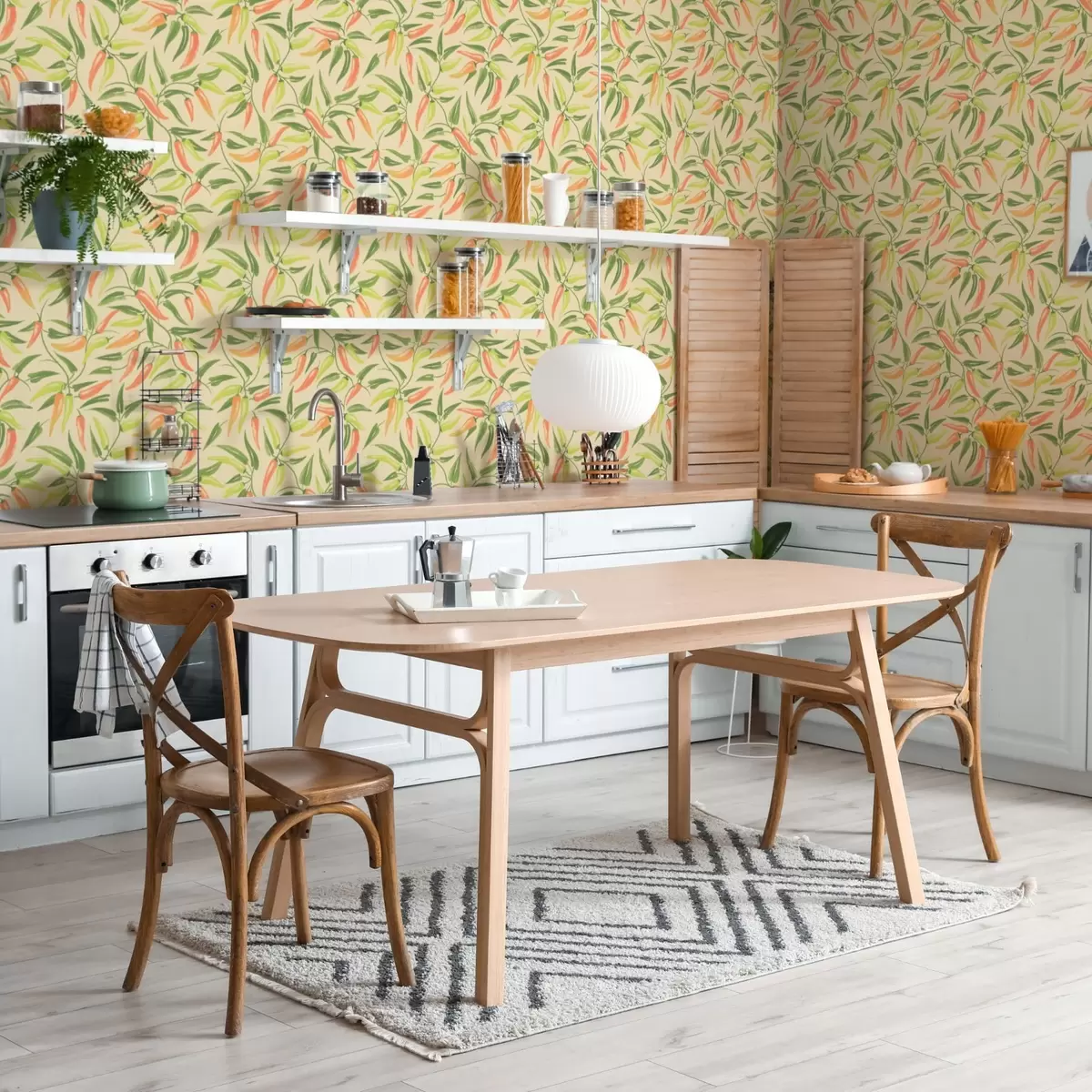 Tapety Vetvy s červenými a zelenými paprikami na teplom pozadí a00829