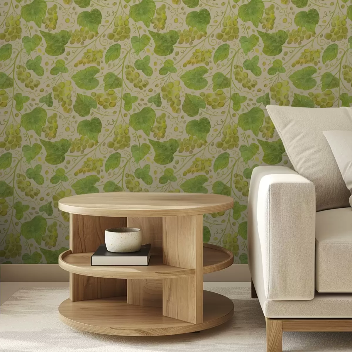 Tapety Hrozno a zelené listy na svetlom pozadí a00834