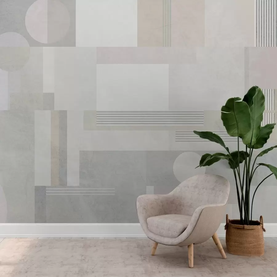 Fototapety abstraktná geometria v sivých a béžových odtieňoch w04635