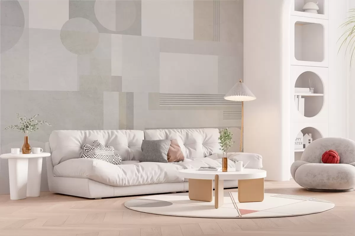 Fototapety abstraktná geometria v sivých a béžových odtieňoch w04635