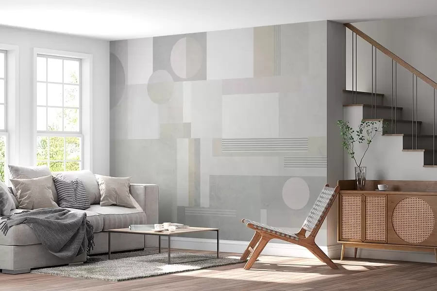 Fototapety abstraktná geometria v sivých a béžových odtieňoch w04635