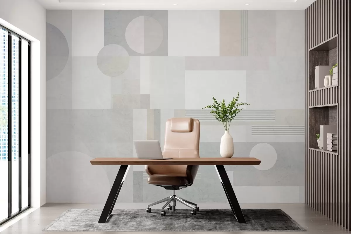 Fototapety abstraktná geometria v sivých a béžových odtieňoch w04635