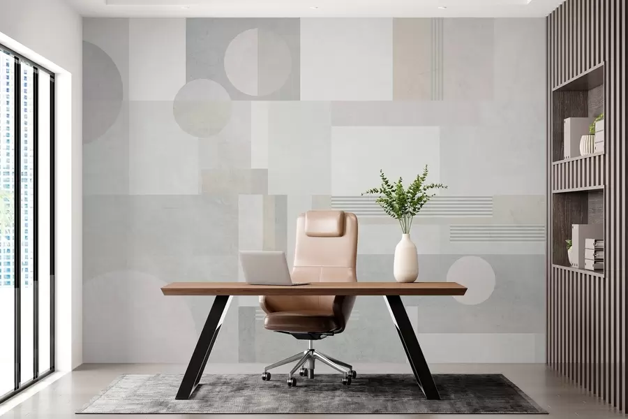 Fototapety abstraktná geometria v sivých a béžových odtieňoch w04635