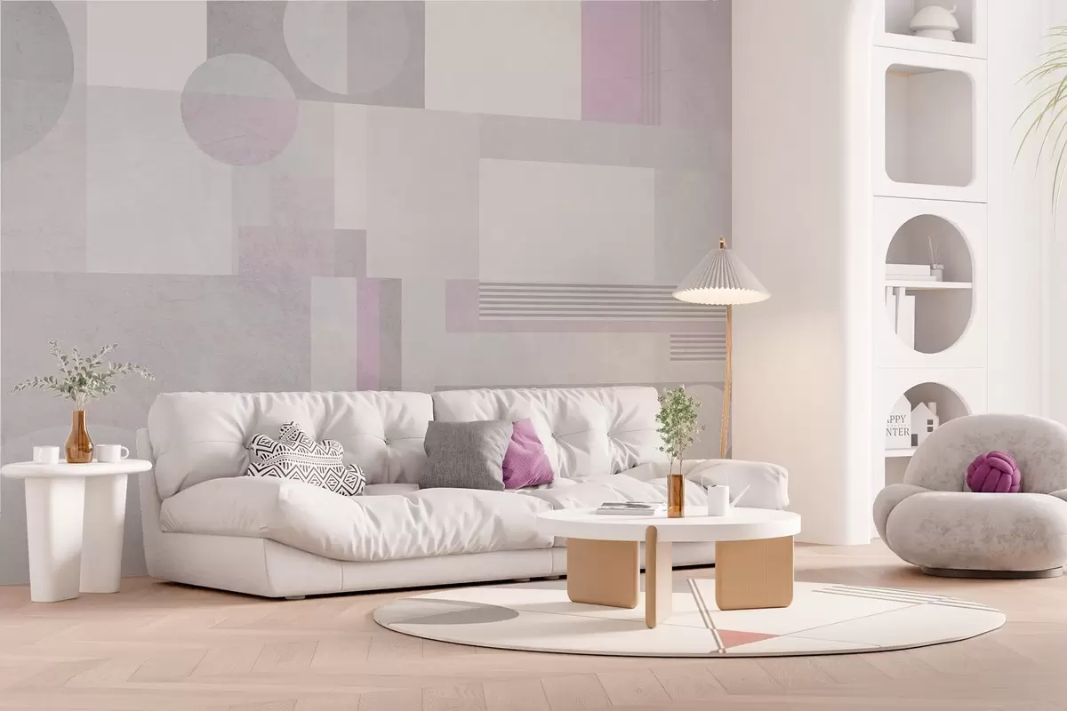 Fototapety abstraktná geometria v odtieňoch šedej a levanduľovej w04635v1