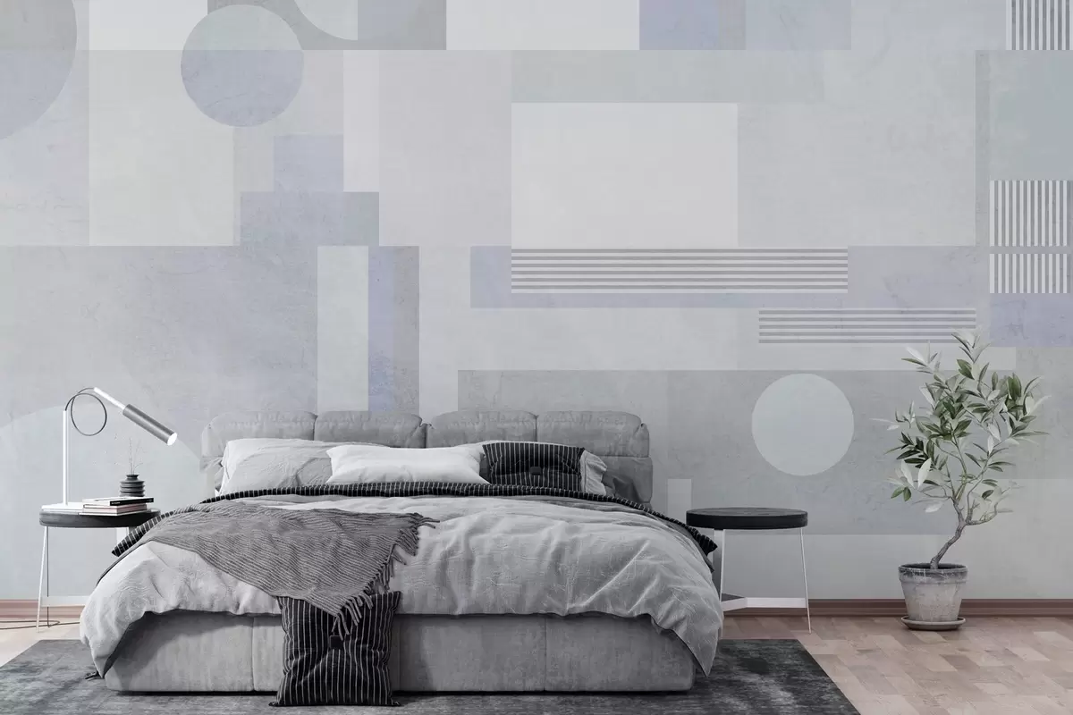Fototapety abstraktná geometria v šedo-modrých odtieňoch w04635v2
