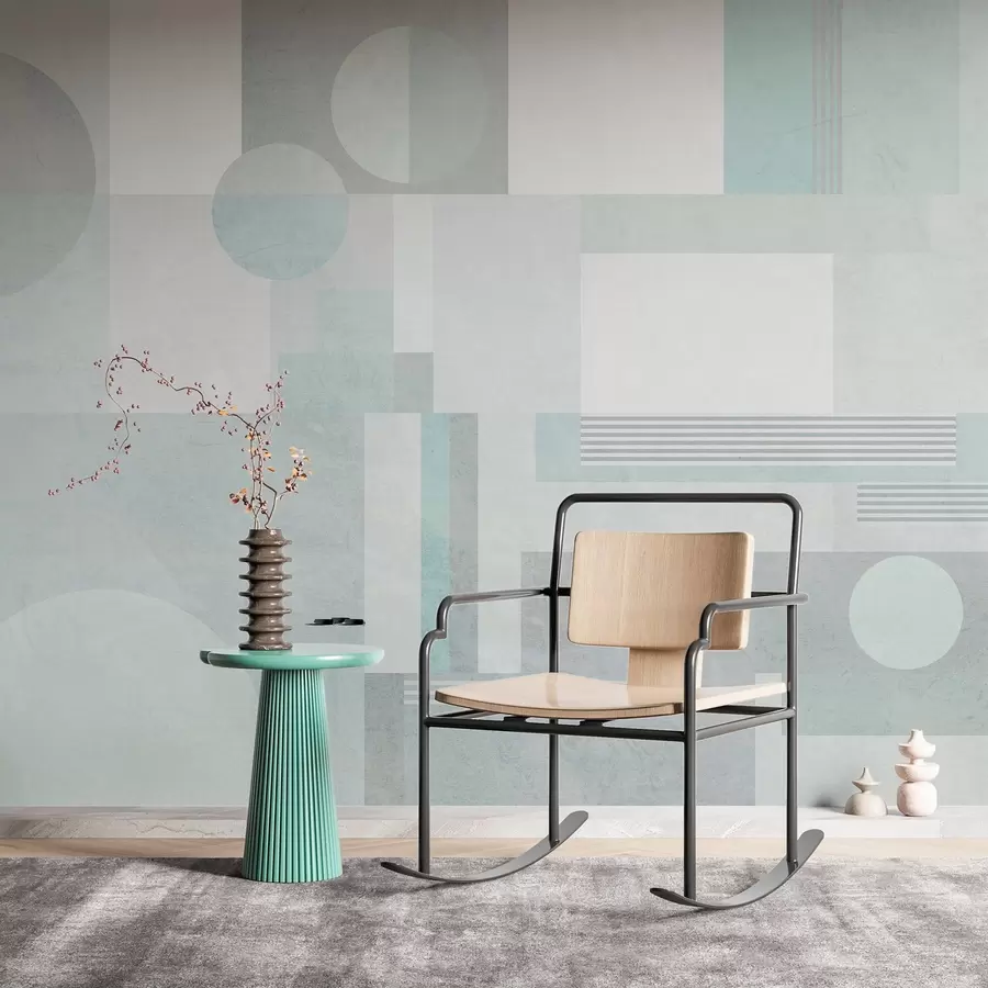 Fototapety abstraktná geometria v šedo-zelených odtieňoch w04635v3