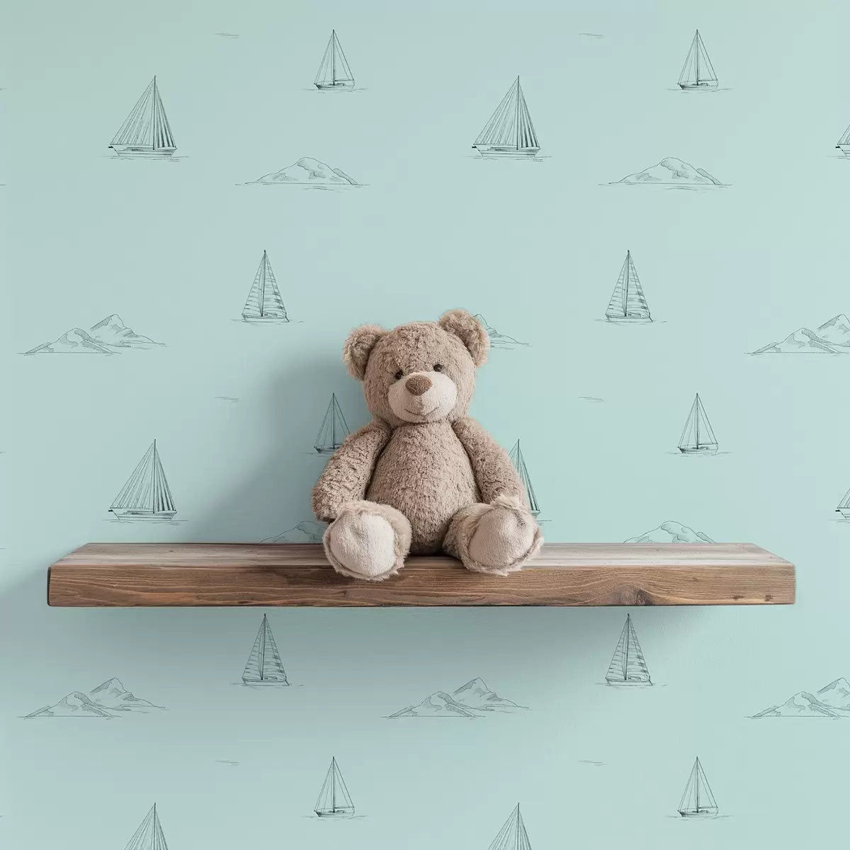 Tapety Náčrt jacht a ostrovov, mätovo zelené pozadie a00654v4