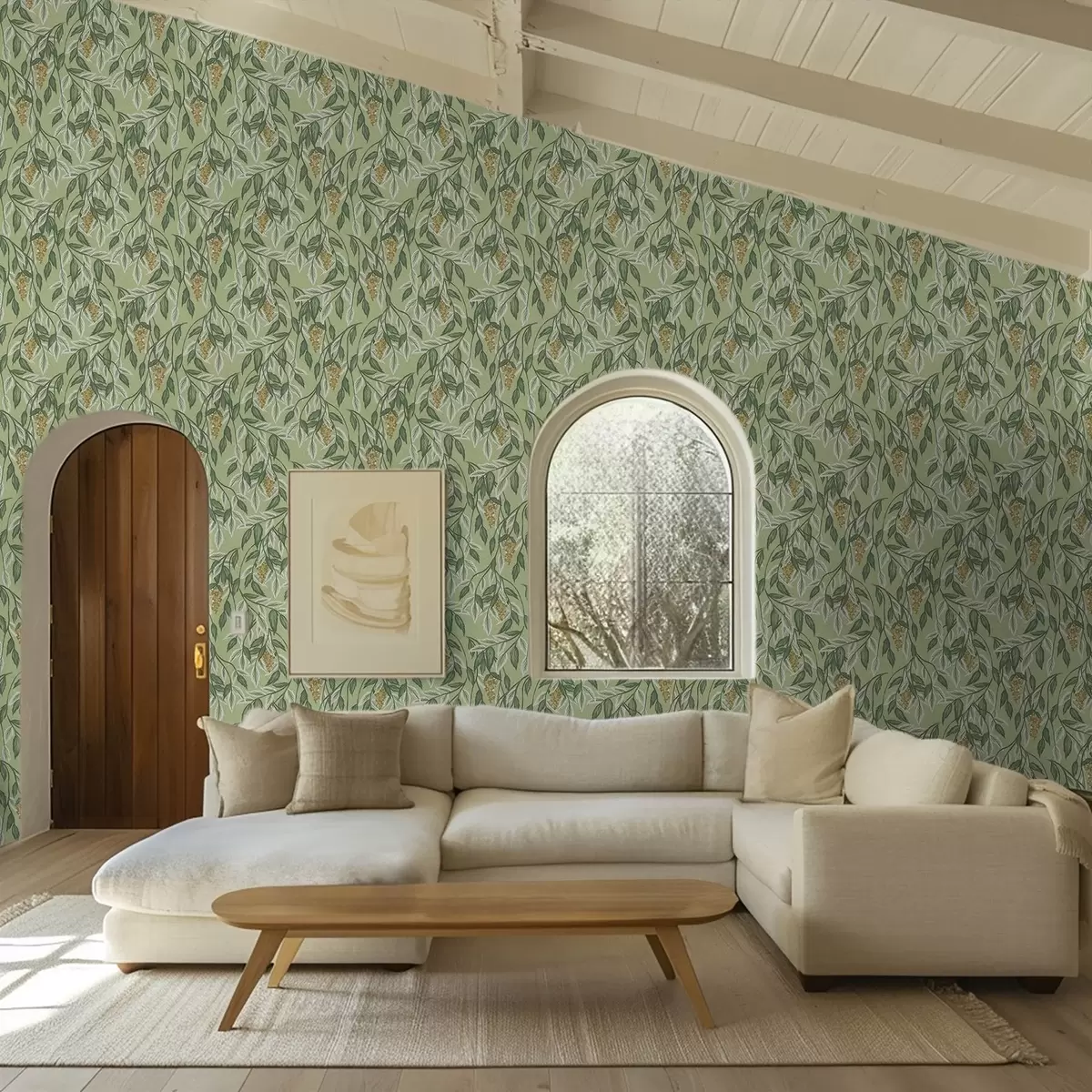 Tapety Vetvy s bobuľovými zhlukmi na zelenom pozadí a00734