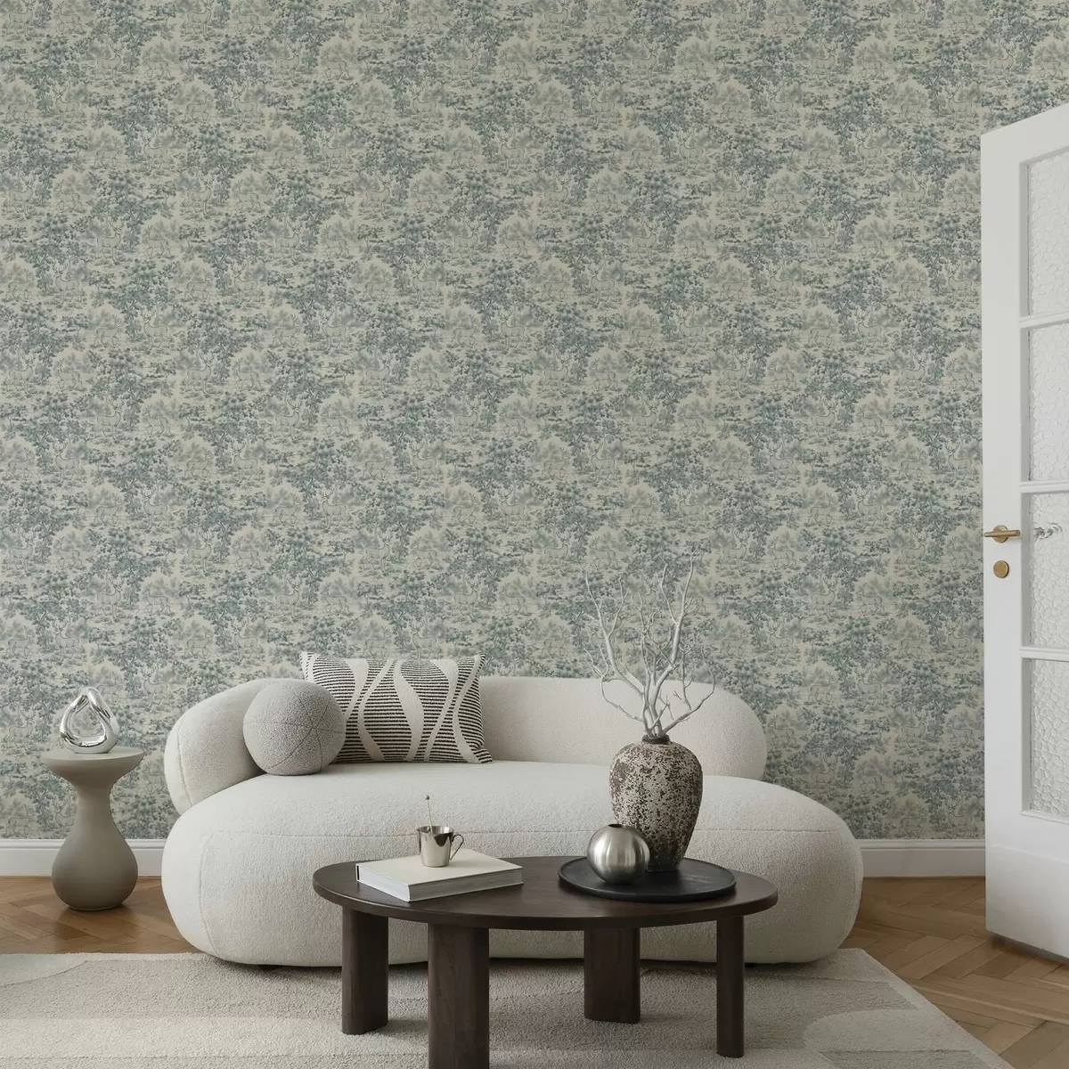 Tapety Čiernobiela scéna s jeleňom v lese a00748