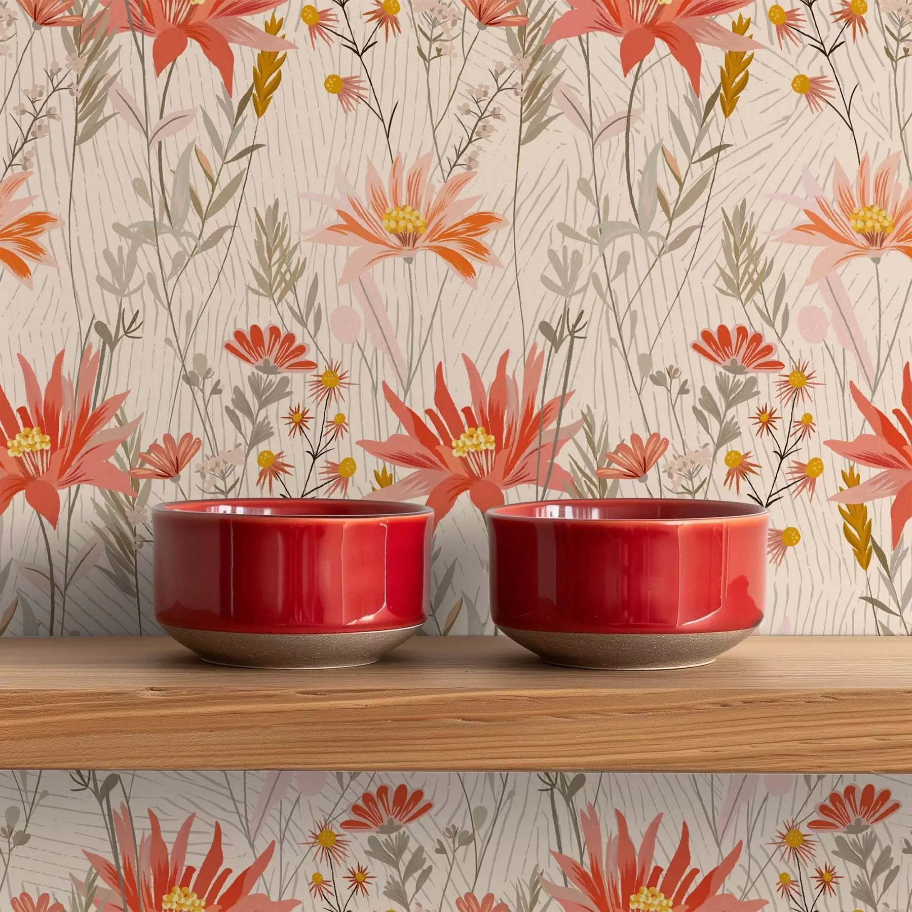 Fototapety Divoké kvety v teplých tónoch na béžovom pozadí a00751