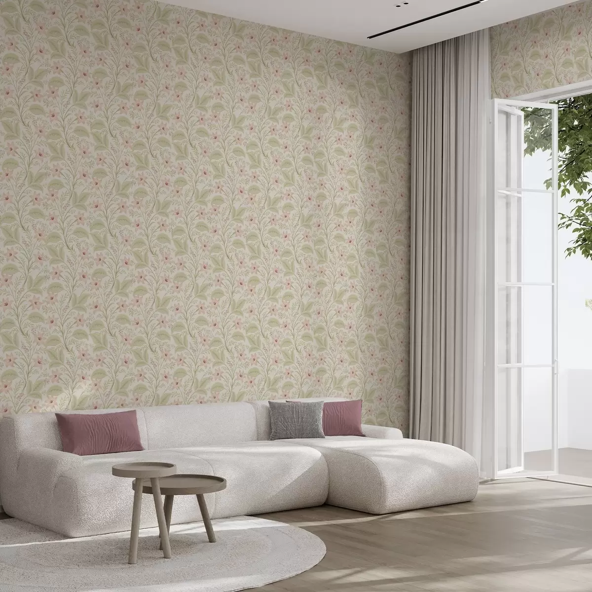 Tapety Jemné kvety a listy v pastelových odtieňoch a00771