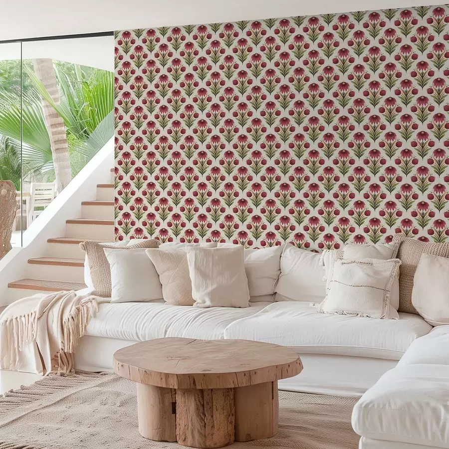 Fototapety Symetrický kvetinový ornament v sýtych červeno-zelených odtieňoch a00812v4