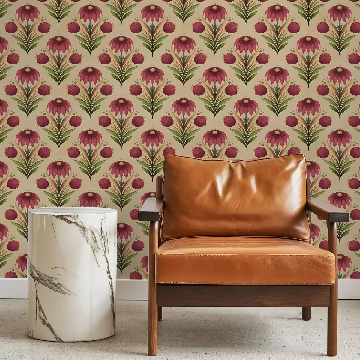 Tapety Symetrický kvetinový ornament na teplom béžovom pozadí a00812v6