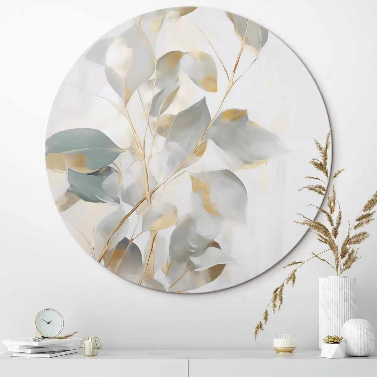 Okrúhle obrazy Abstraktné listy r46349 Okrúhle obrazy Abstraktné listy r46349