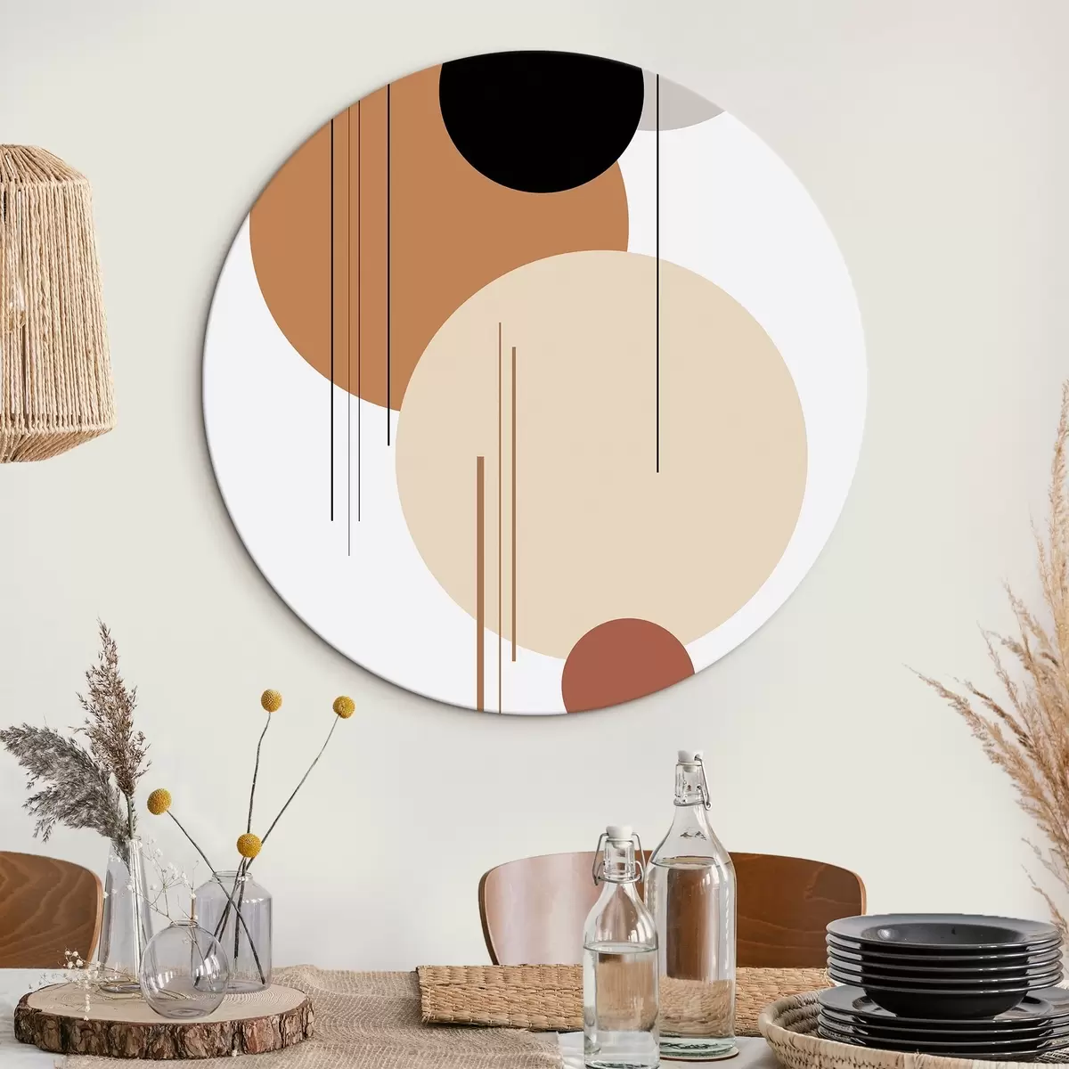 Okrúhle obrazy Abstraktná geometrická kompozícia r46351