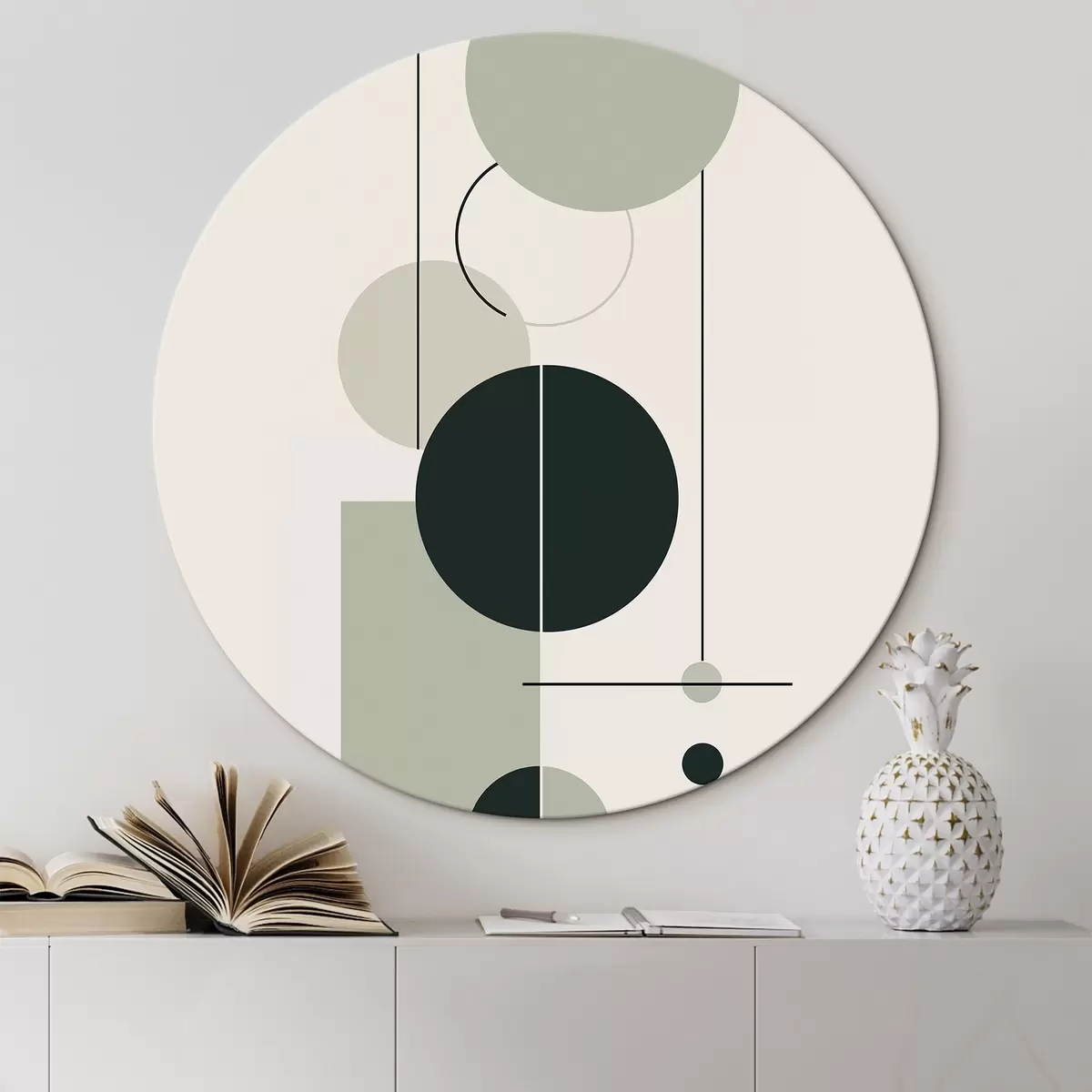 Okrúhle obrazy Geometrická minimalistická abstrakcia r46352 Okrúhle obrazy Geometrická minimalistická abstrakcia r46352