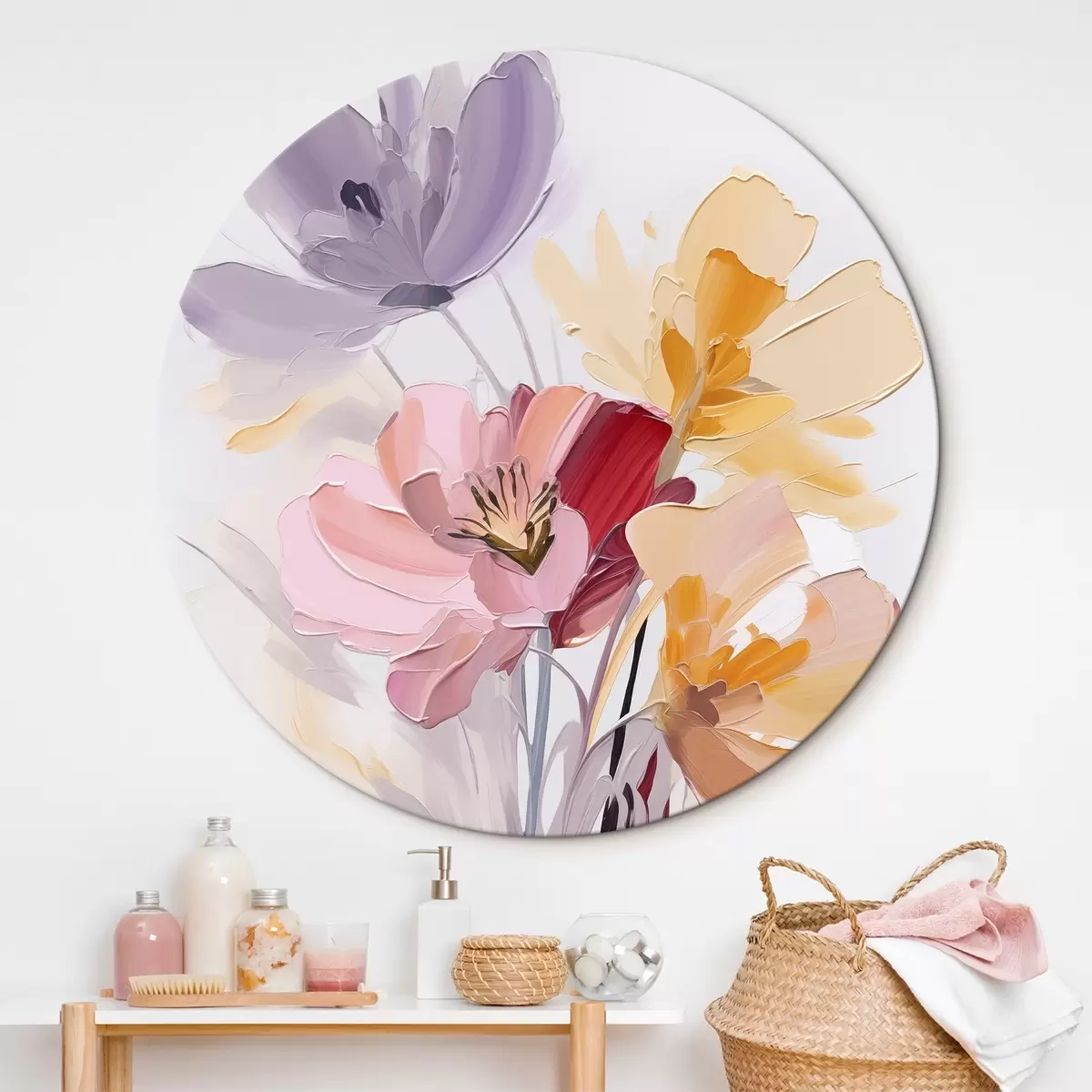 Okrúhle obrazy Abstraktná kytica r46355
