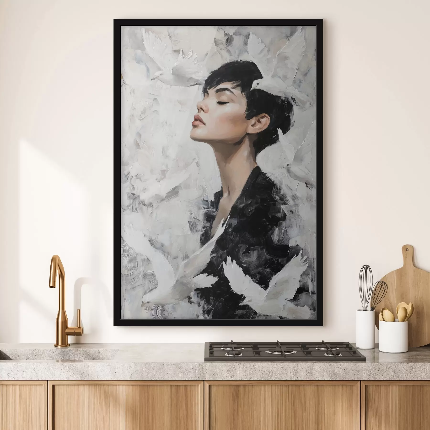 Fototapety Dievča a vtáky f46365